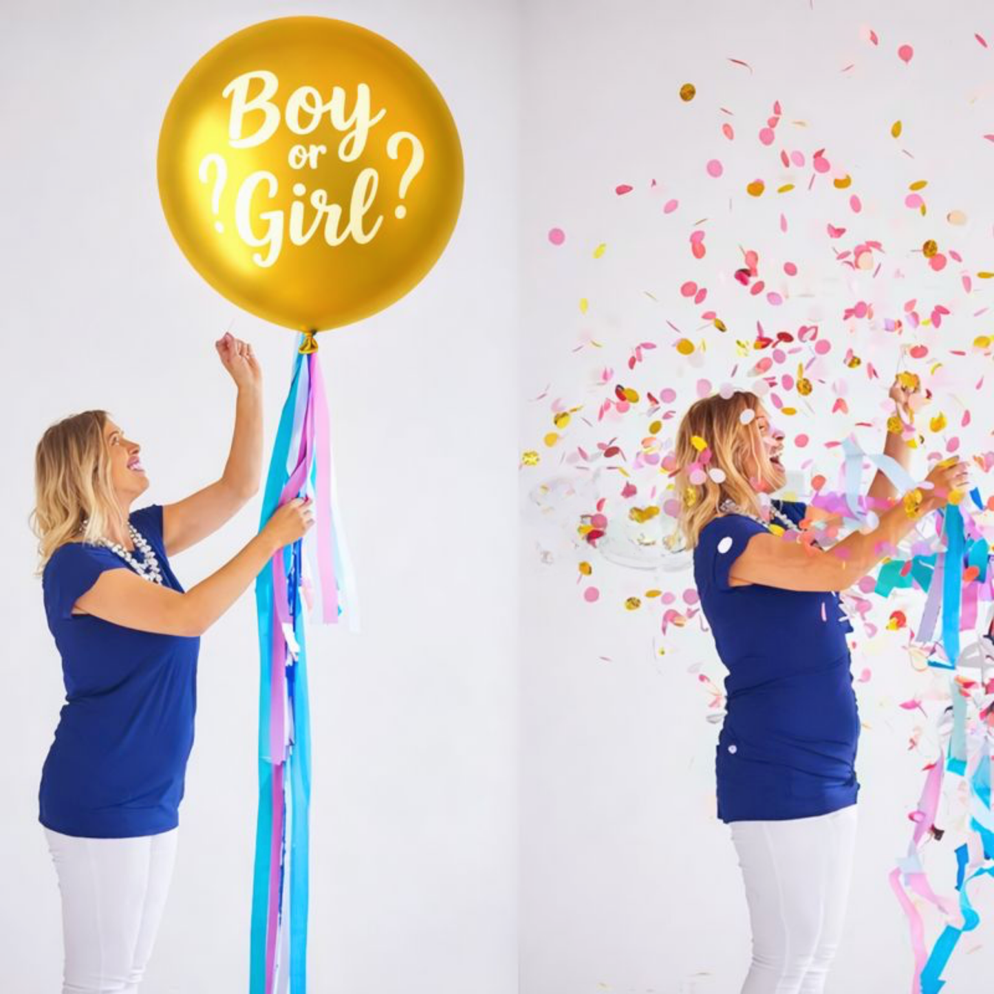 Luxury Gender Reveal Gold 90CM Latex POP Balloon Kit