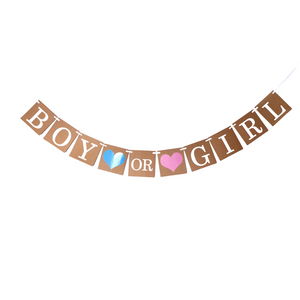 Words "Boy Or Girl" Brown Rustic Style Banner