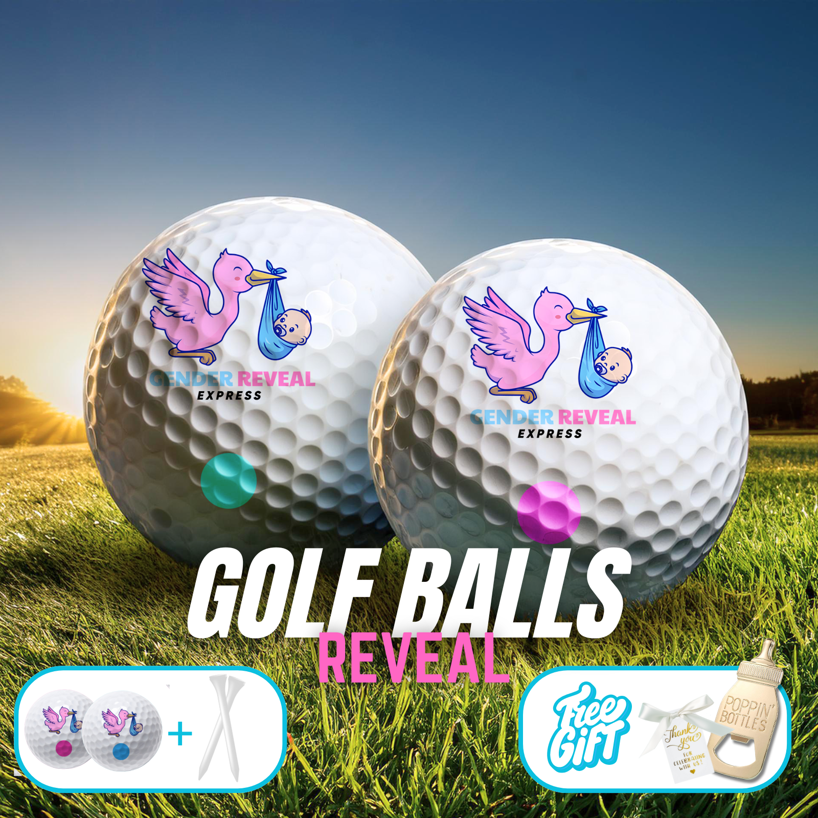 Gender Reveal Golf Balls + Tees