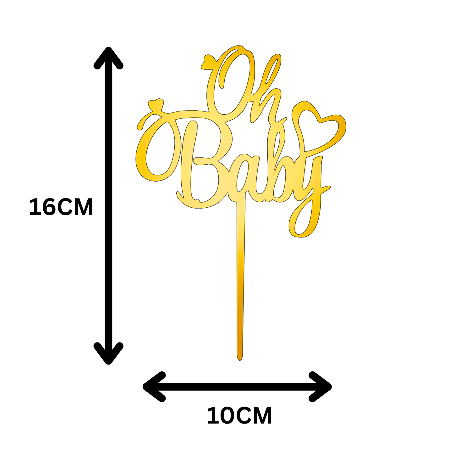 "OH BABY" Gold Acrylic Cake Topper Decoration