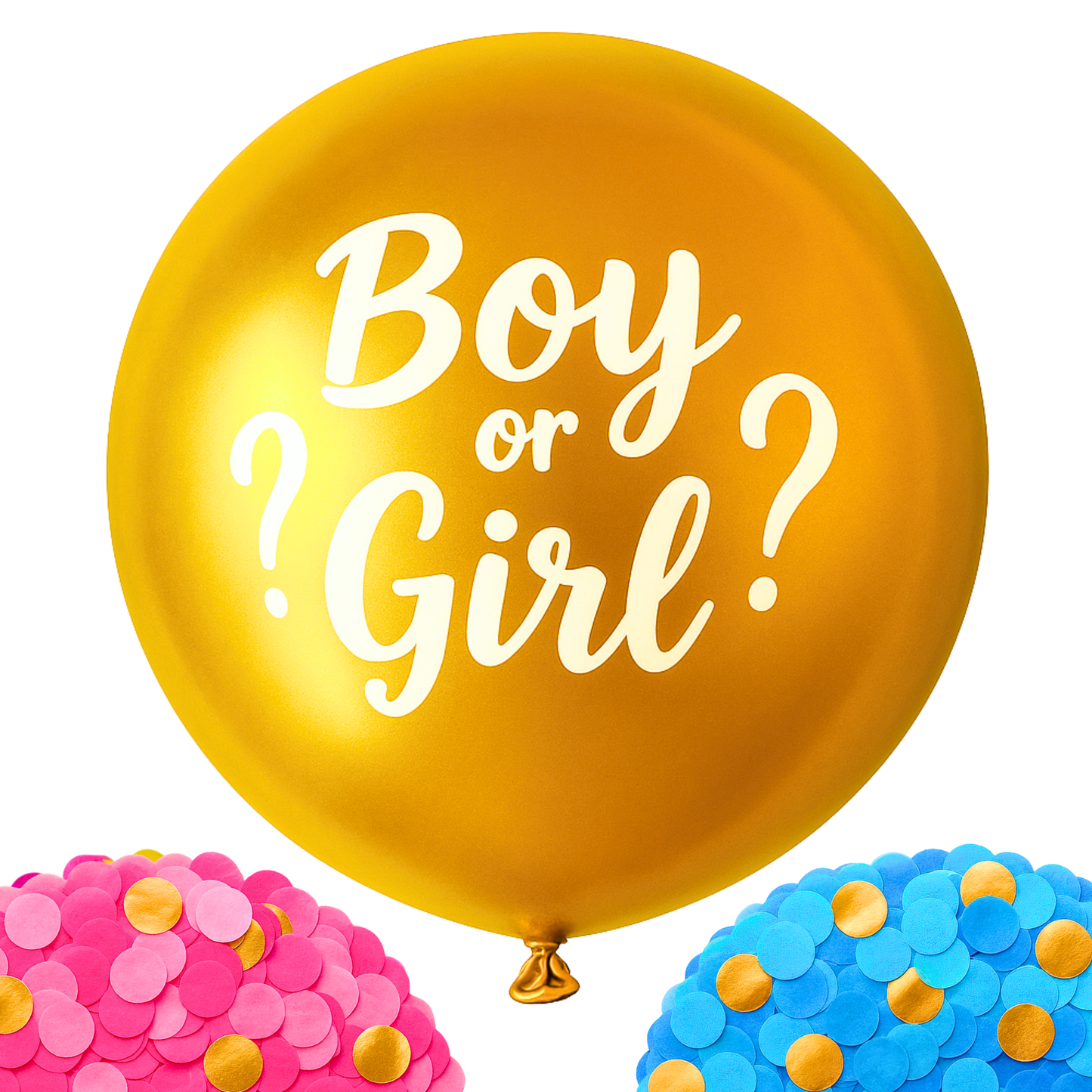Luxury Gender Reveal Gold 90CM Latex POP Balloon Kit with Pink and Blue Confetti