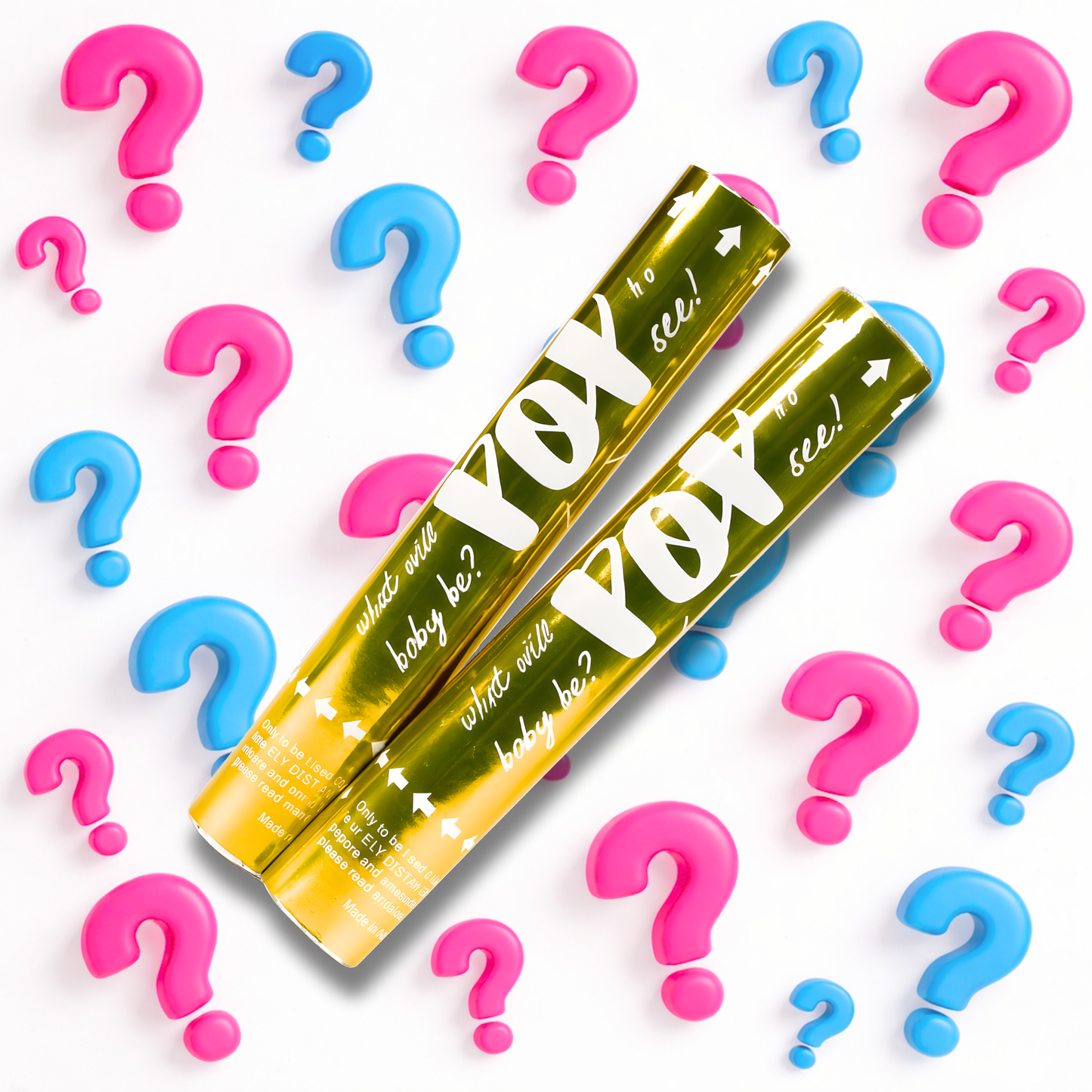 2 Pack Gender Reveal Gold Confetti & Powder Cannons 30cm