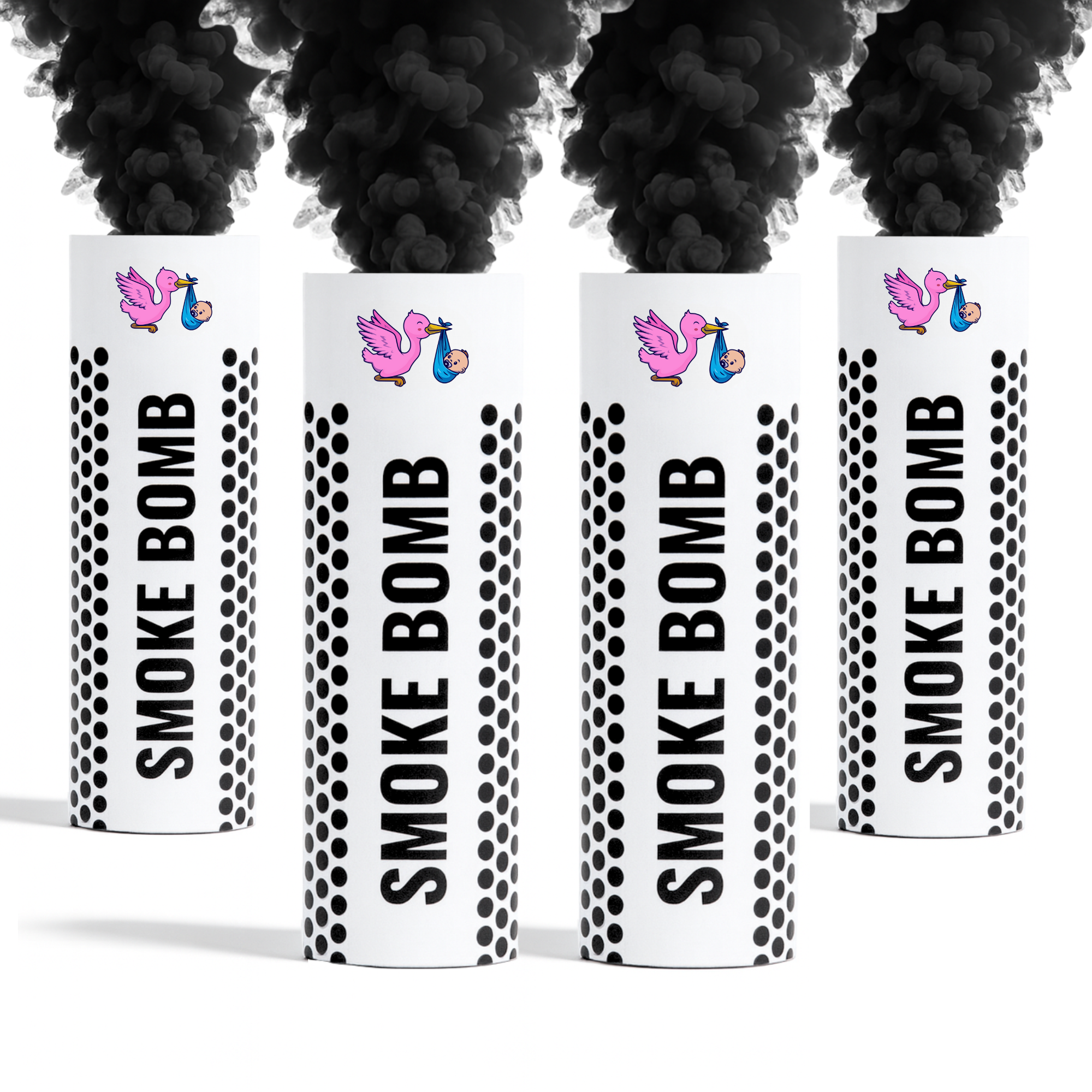 Black smoke bombs bundle releasing vibrant black smoke for photography, gender reveals, parties, sports events and creative effects