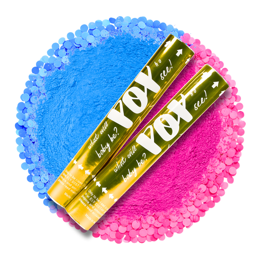 2 Pack Gender Reveal Gold Confetti & Powder Cannons 30cm