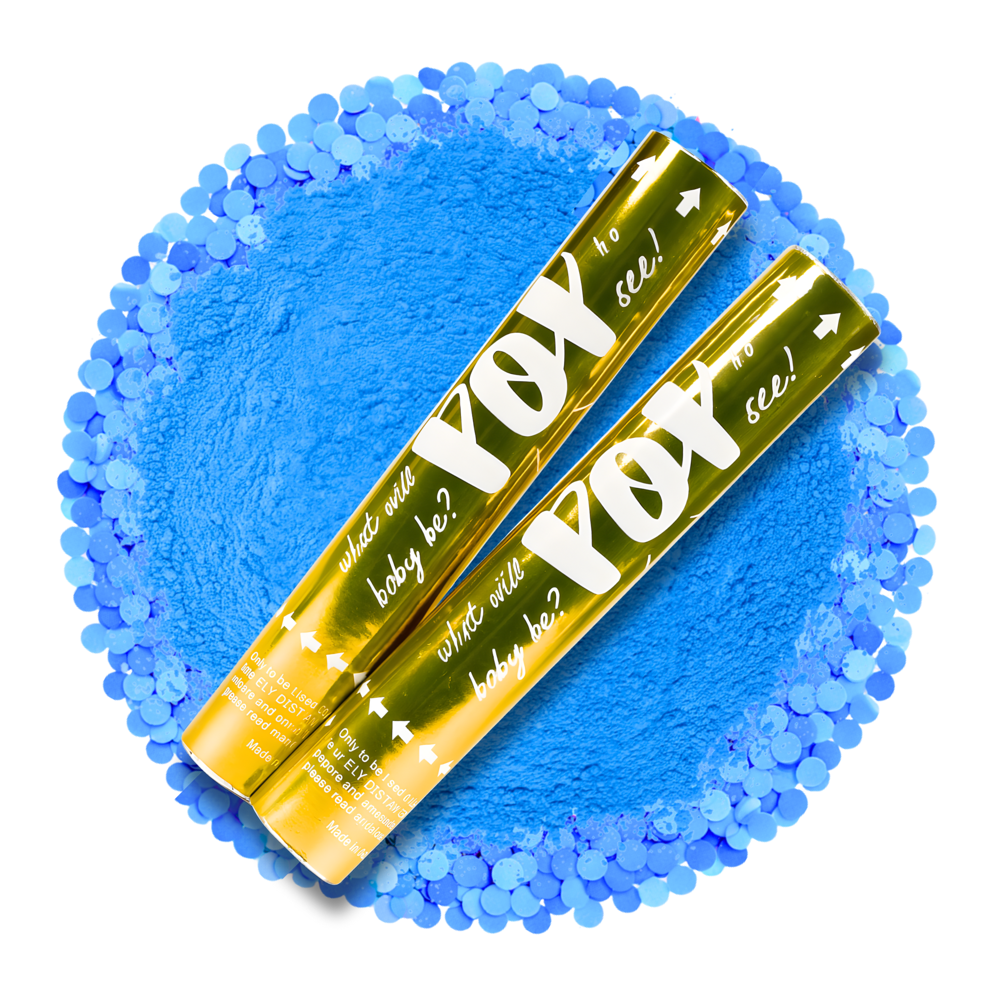 2 Pack Gender Reveal Gold Confetti & Powder Cannons 30cm