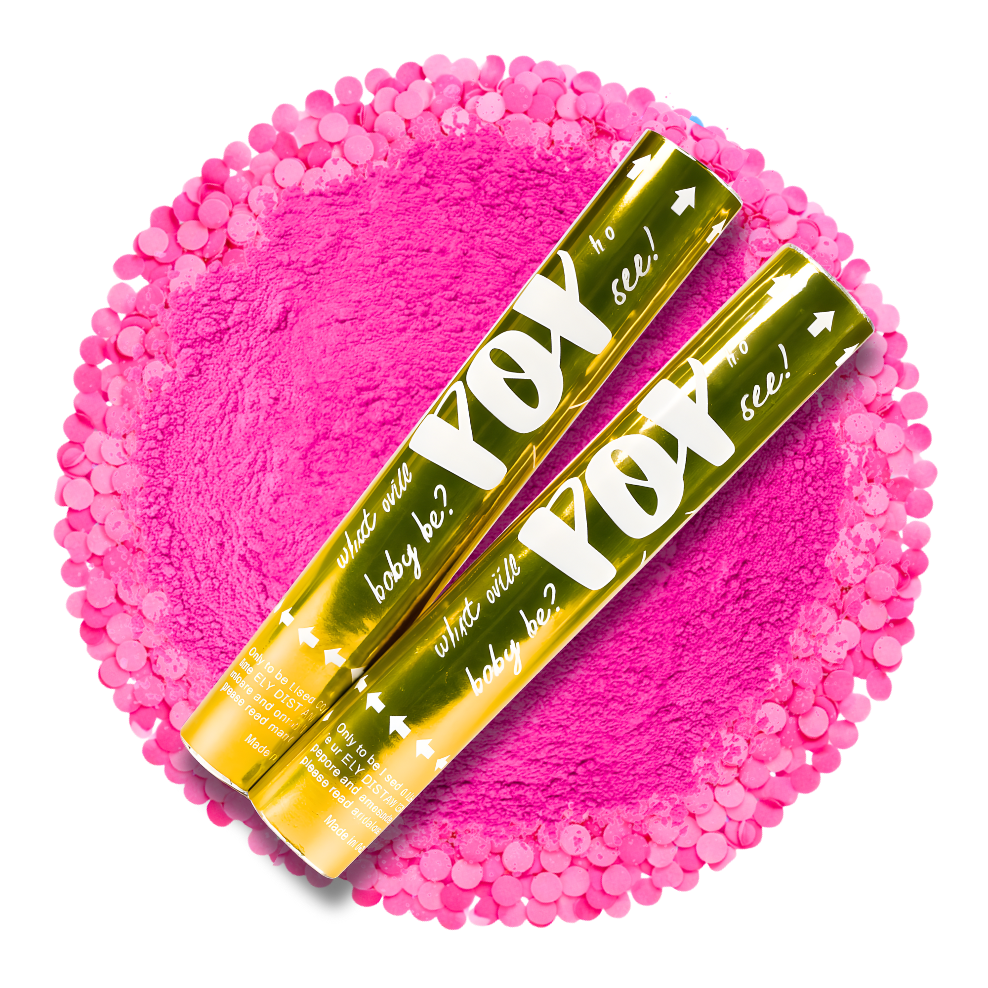 2 Pack Gender Reveal Gold Confetti & Powder Cannons 30cm
