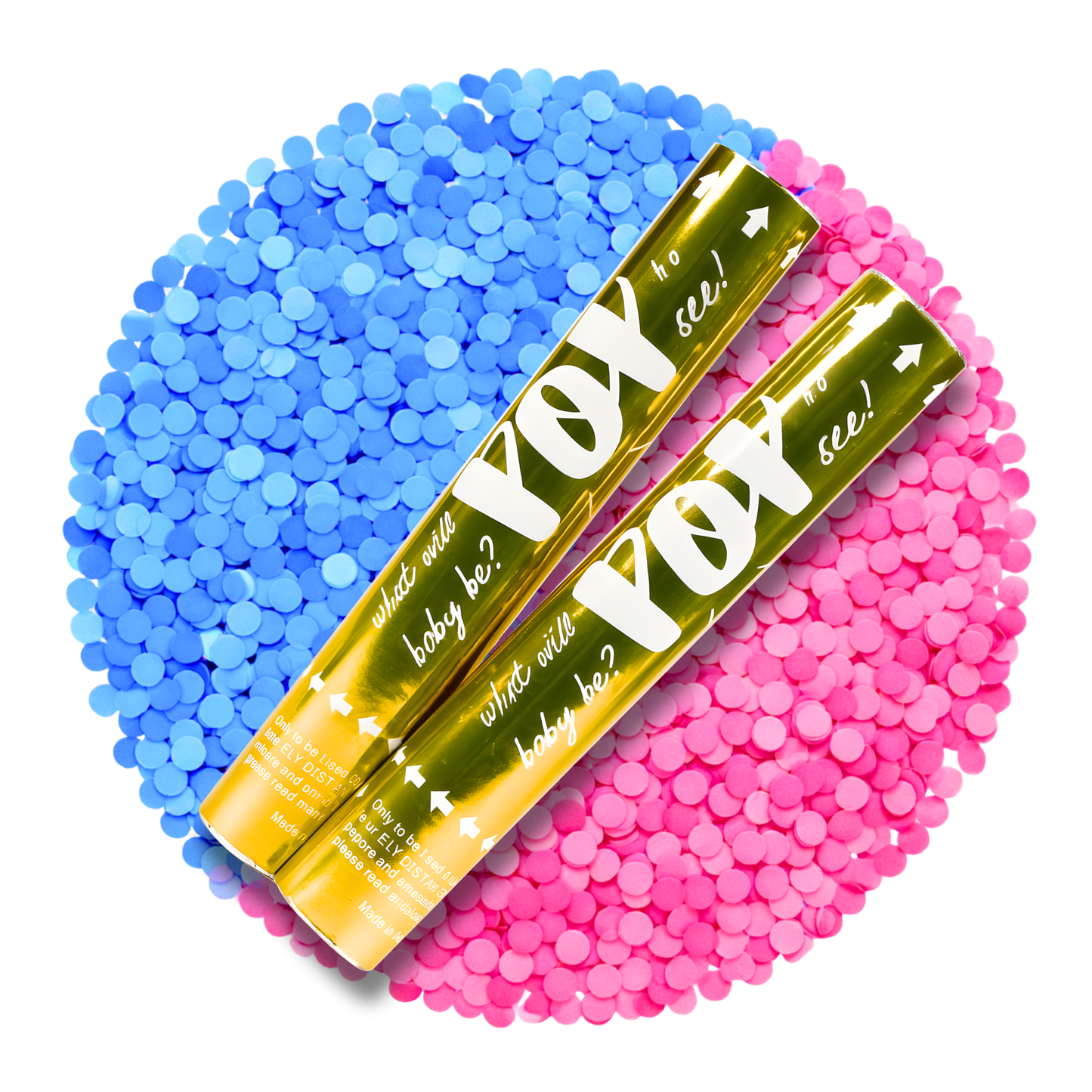 2 Pack Gender Reveal Gold Confetti Cannons 30cm