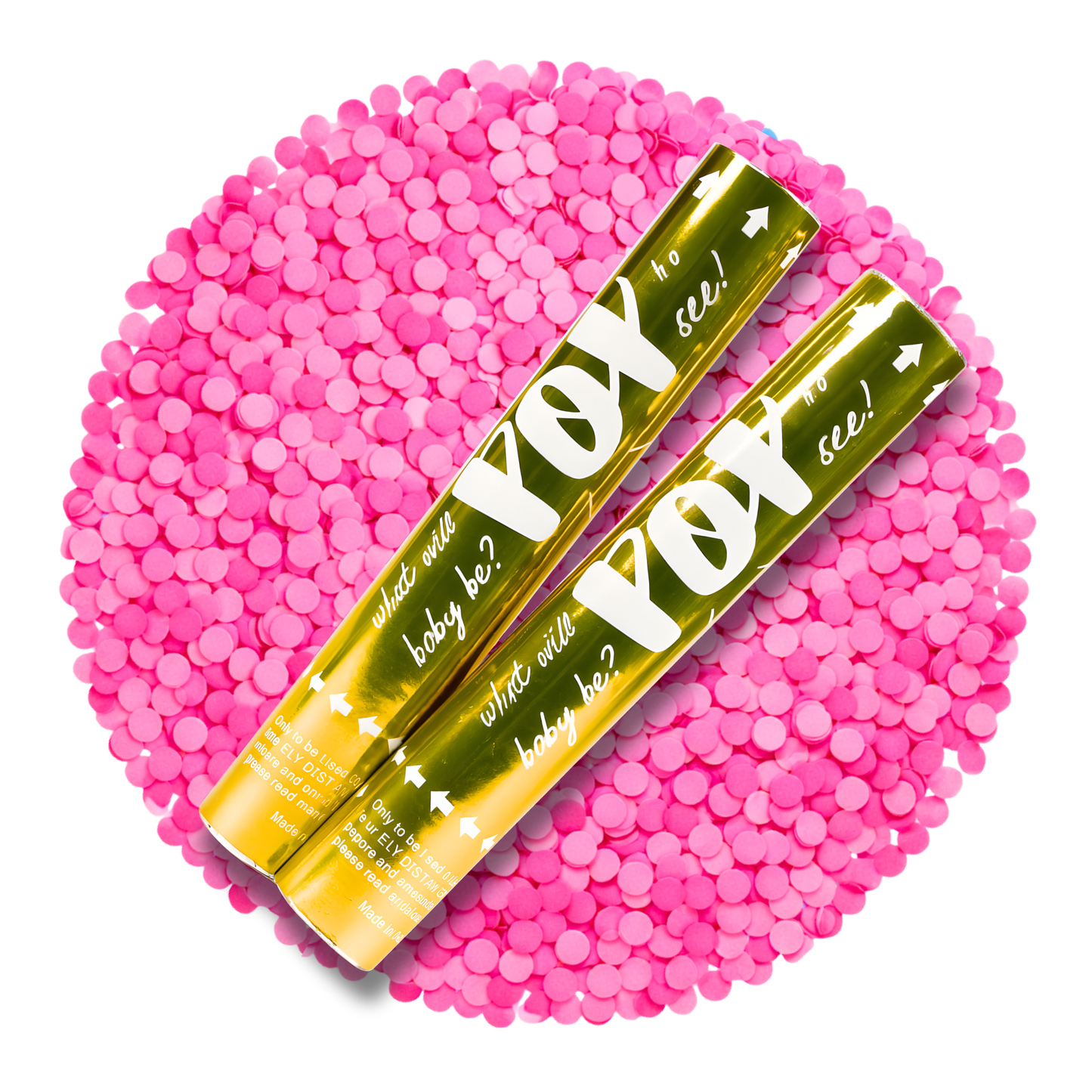 2 Pack Gender Reveal Gold Confetti Cannons 30cm