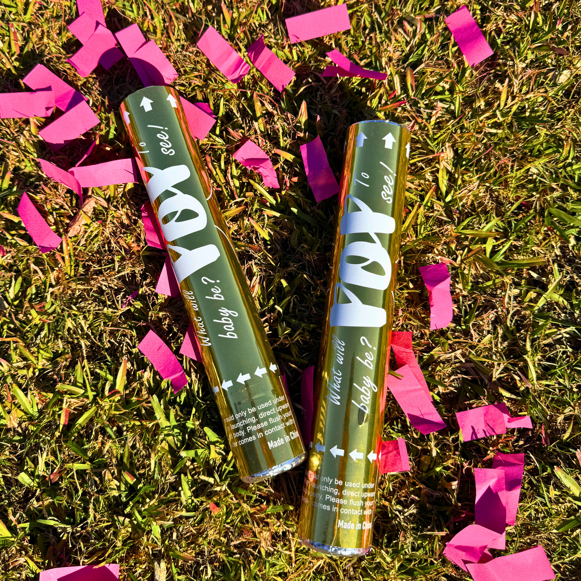 Gender Reveal 30CM Luxury Confetti Cannon With Pink Confetti for Gender Reveal Girl Party.