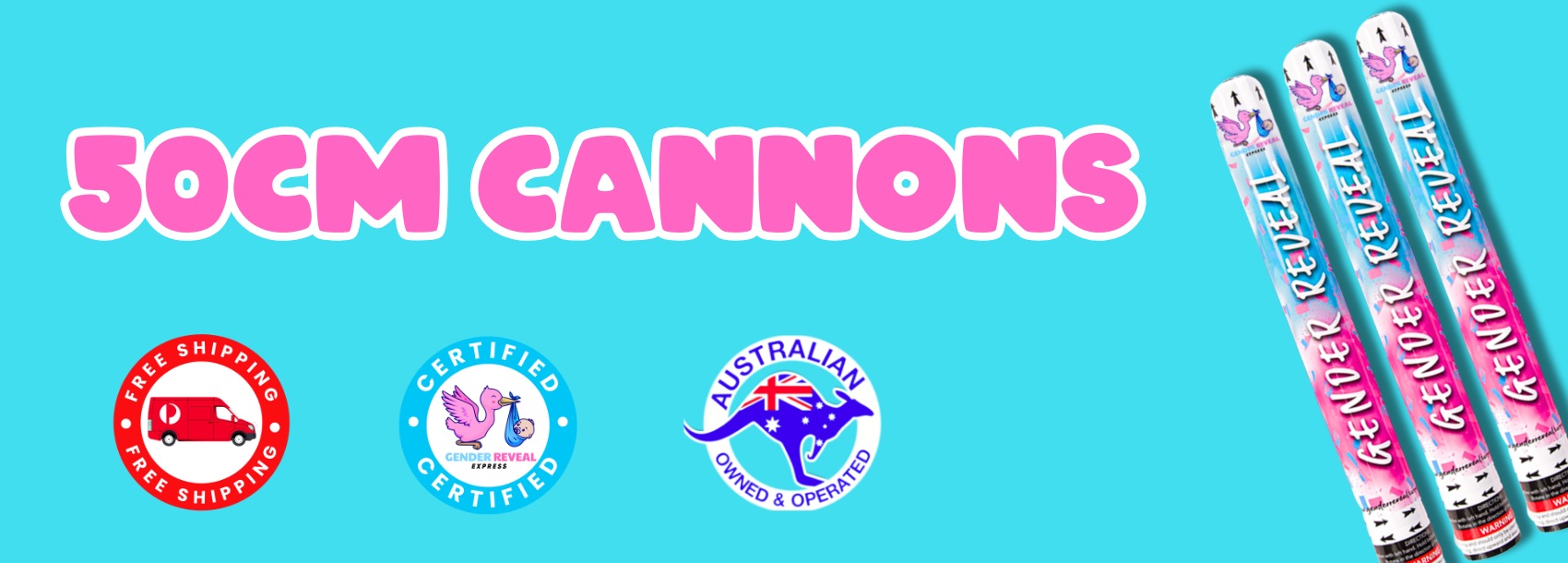 Gender Reveal 50CM Cannons Gender Reveal Express
