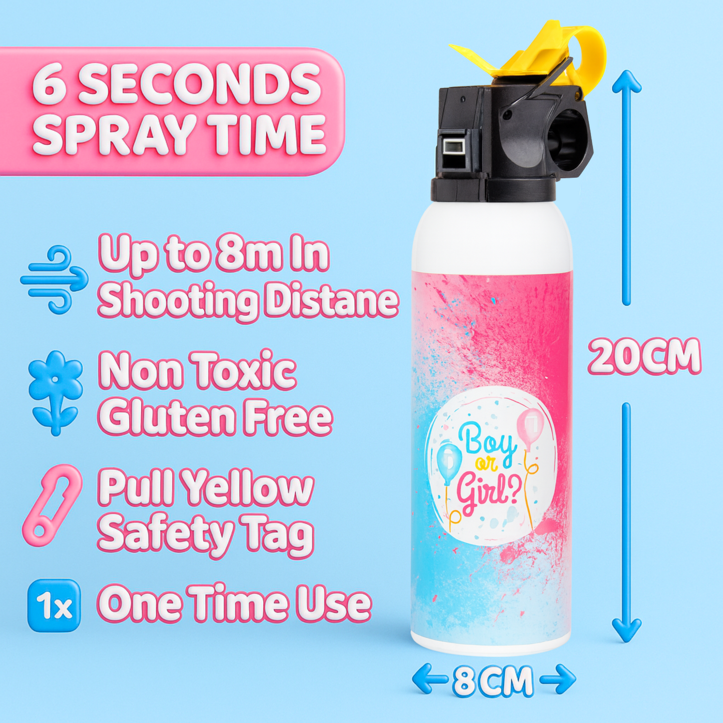 Gender Reveal Express Baby Powder Blaster Features