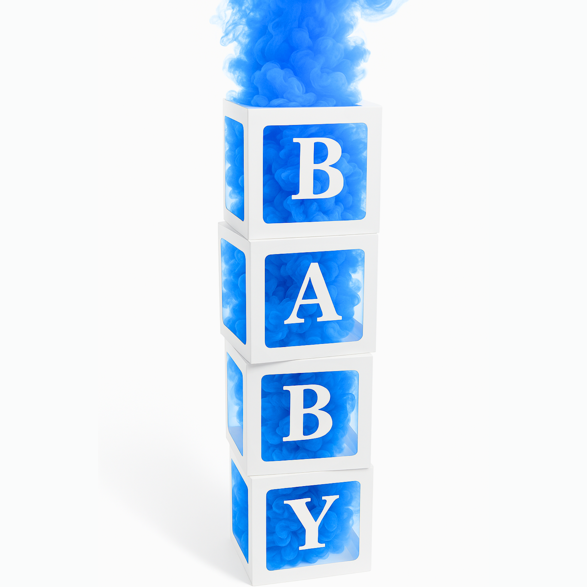 Gender Reveal Blue Smoke & BABY Box Set for Gender Reveal Celebration.