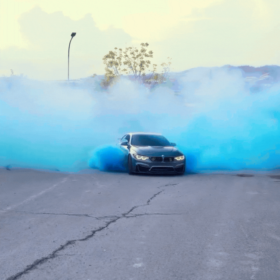 Gender Reveal Burnout Tyre Blue Smoke