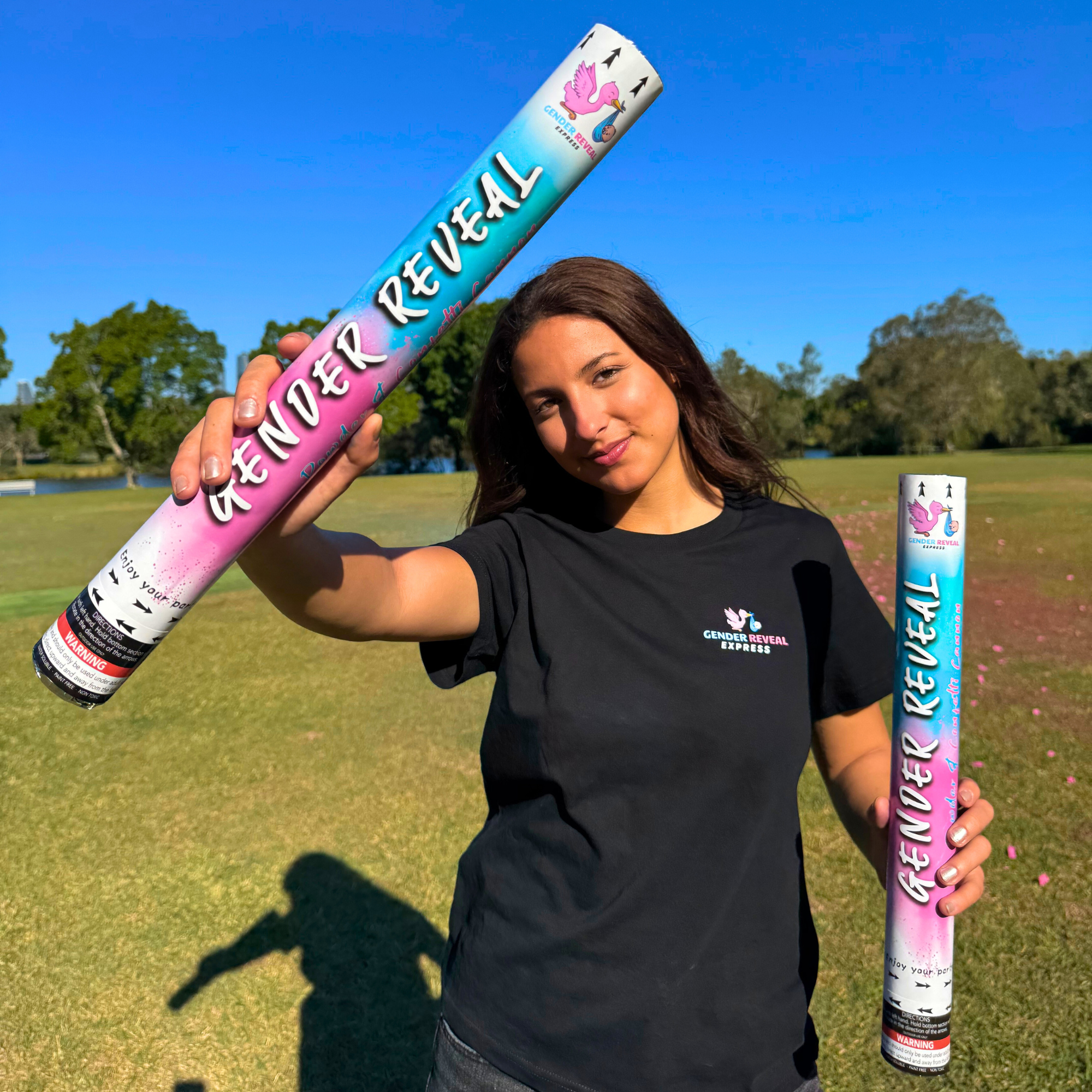 Gender Reveal Express Cannon 50cm, Powder, Confetti Pink or Blue for Gender Reveal Boy or Girl Party.