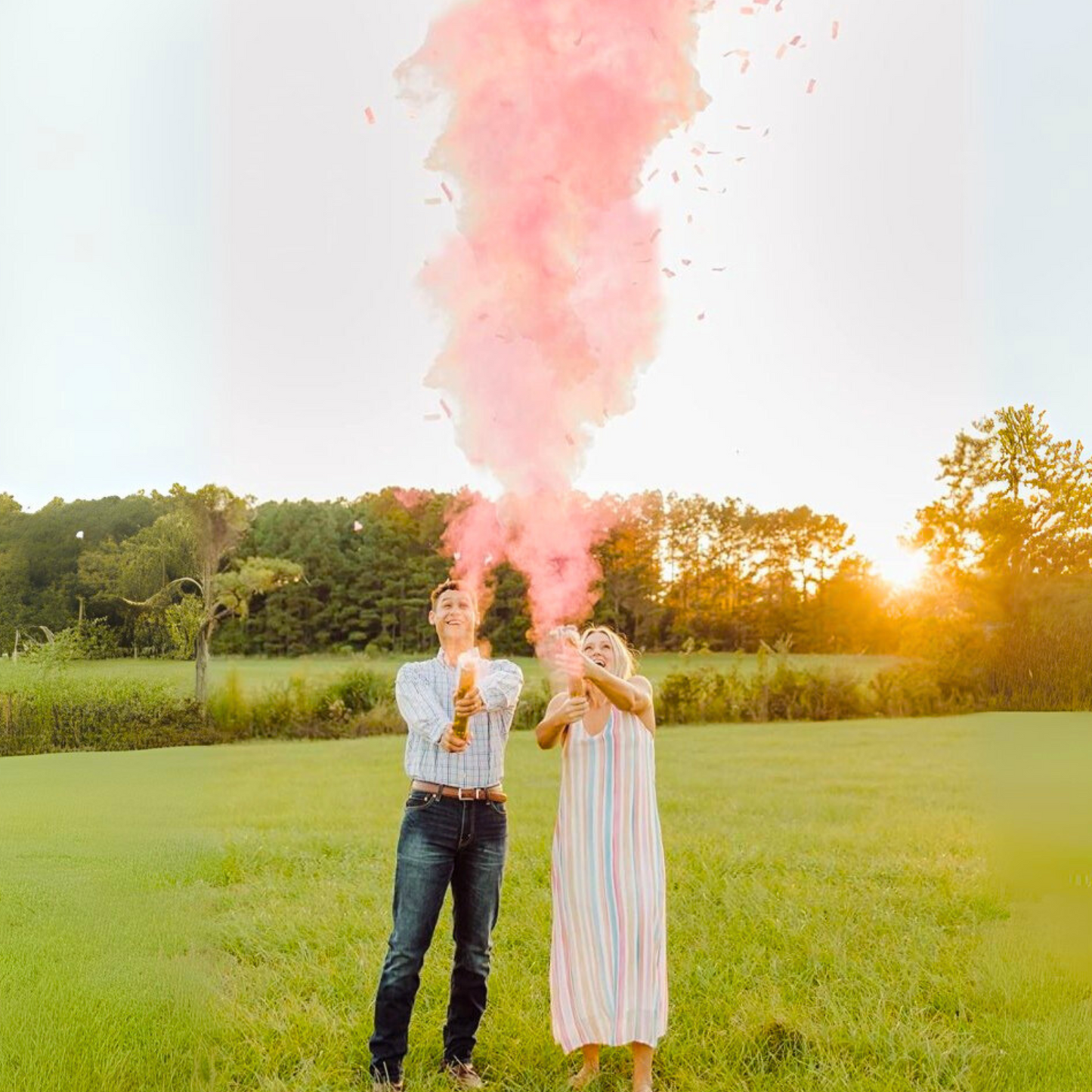 Gender Reveal Cannon 30CM Luxury gold, with Pink confetti & Powder for baby girl gender reveal party