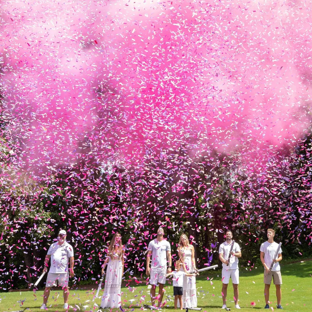 Gender Reveal Pink Confetti and Powder Cannon Party Bundle