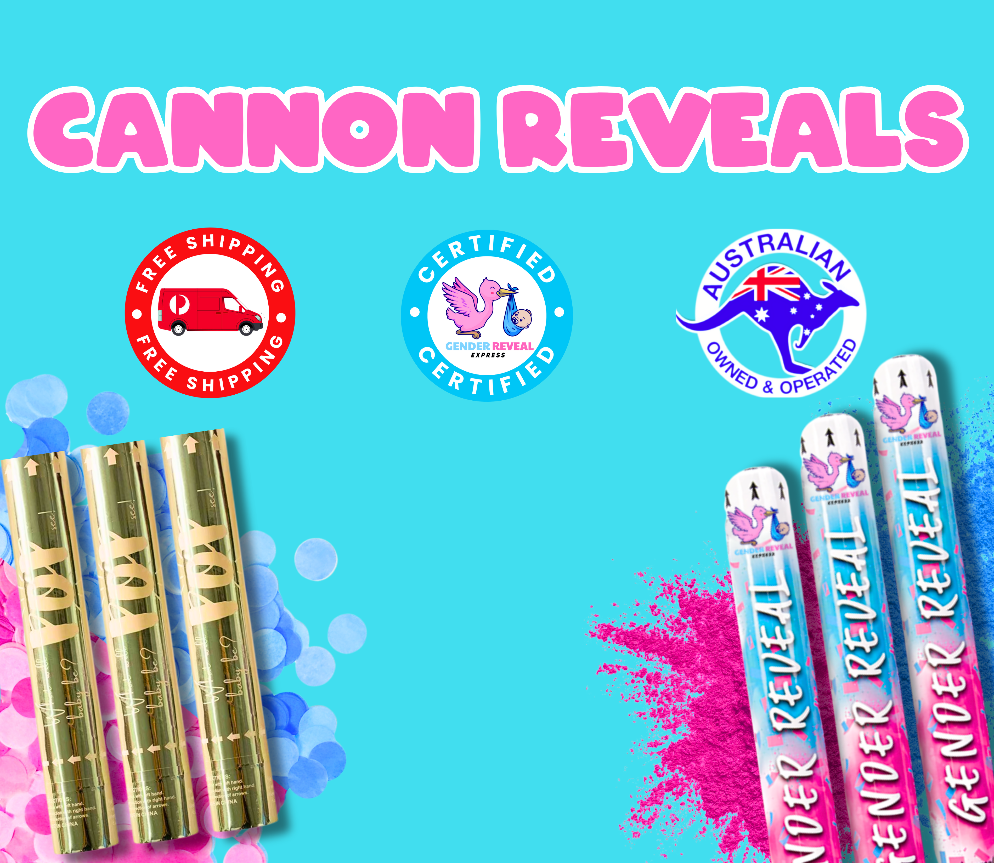 Gender Reveal Confetti and Powder Cannons Australia