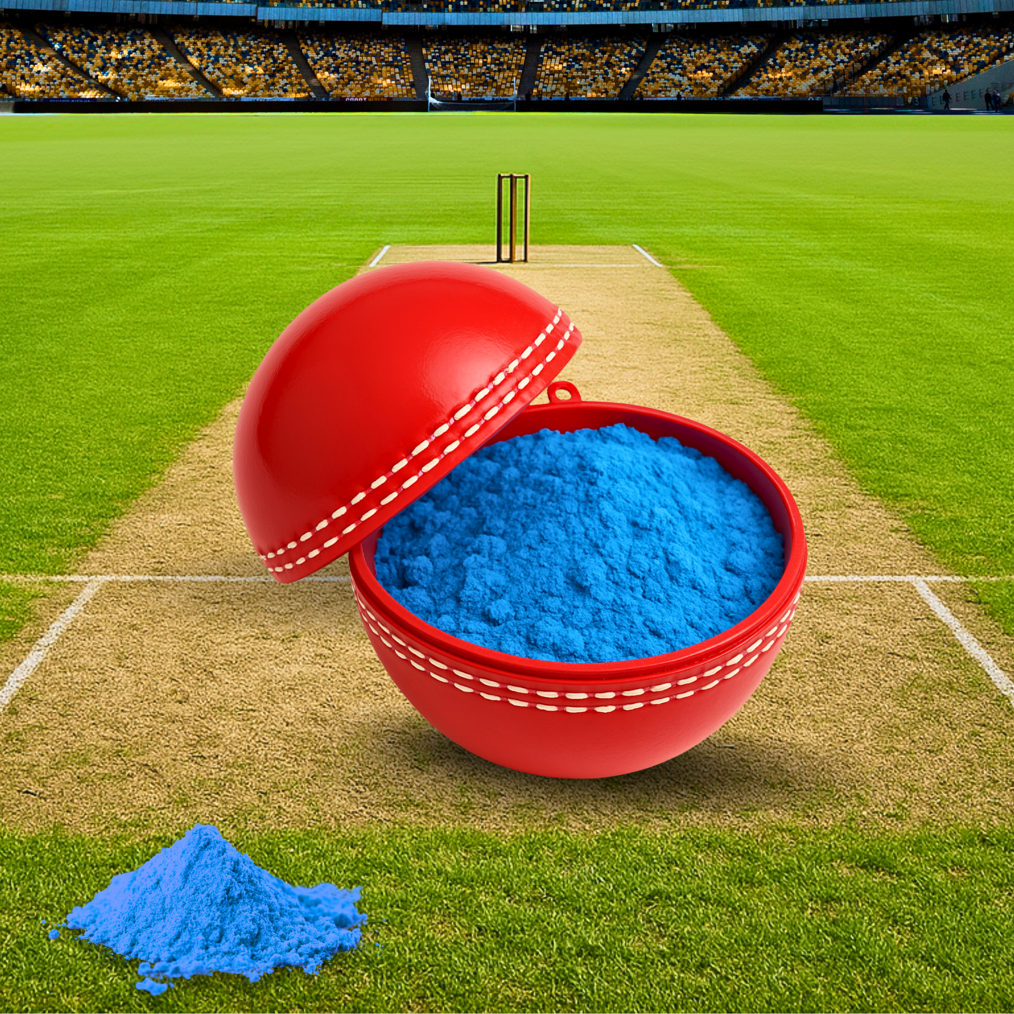 Gender Reveal Blue Cricket Ball for boy announcement gender reveal party.