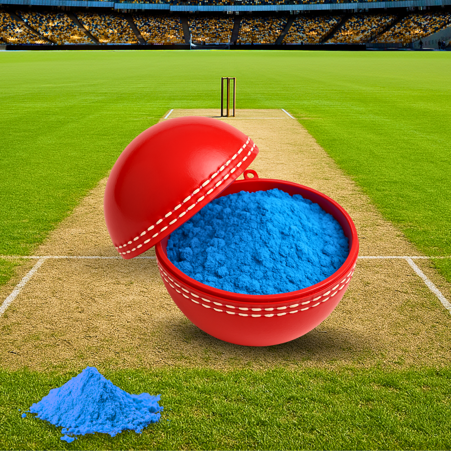 Gender Reveal Blue Cricket Ball for boy announcement gender reveal party.