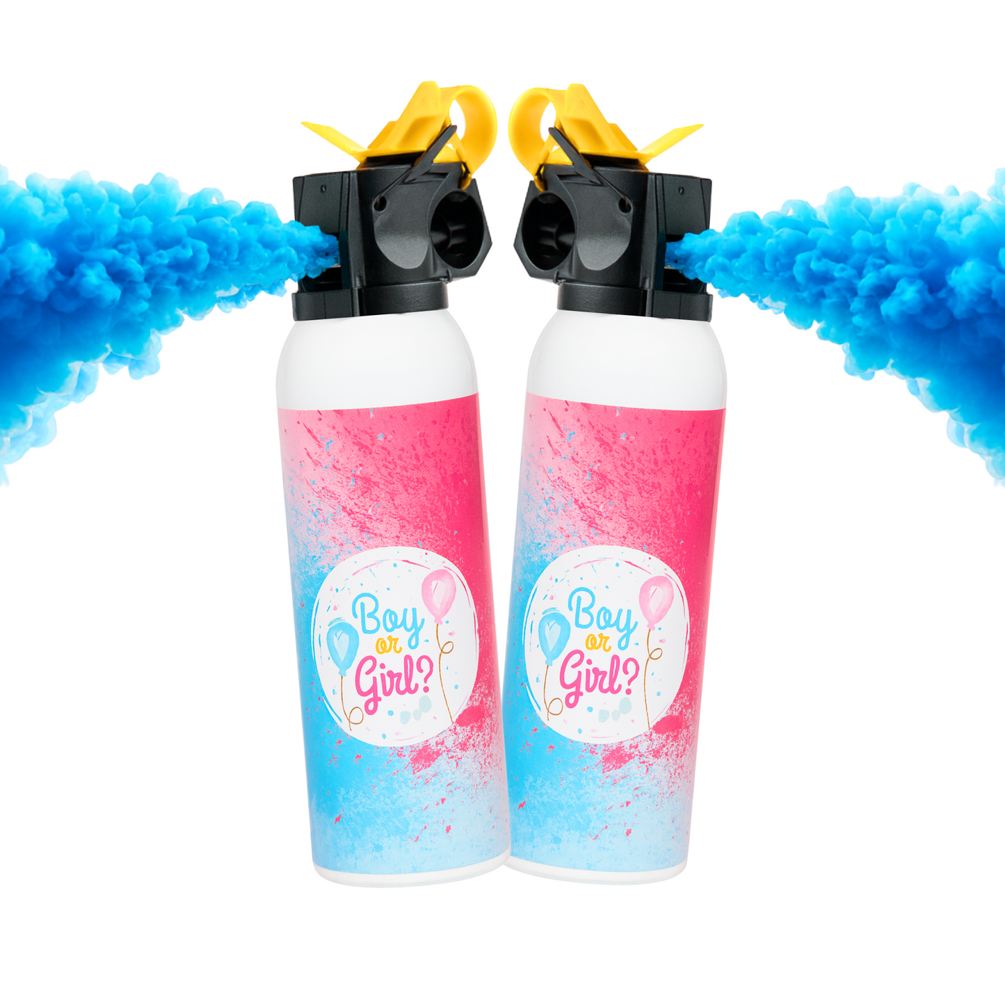 Gender Reveal Double Baby Powder Blaster Bundle, blue smoke for gender reveal boy celebration party.