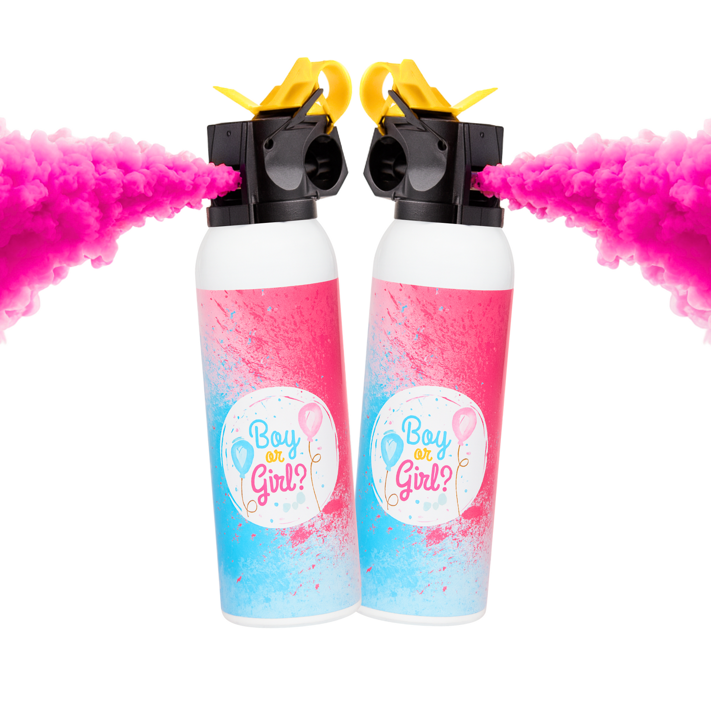 Gender Reveal Double Baby Powder Blaster Bundle, pink smoke for gender reveal girl celebration party.