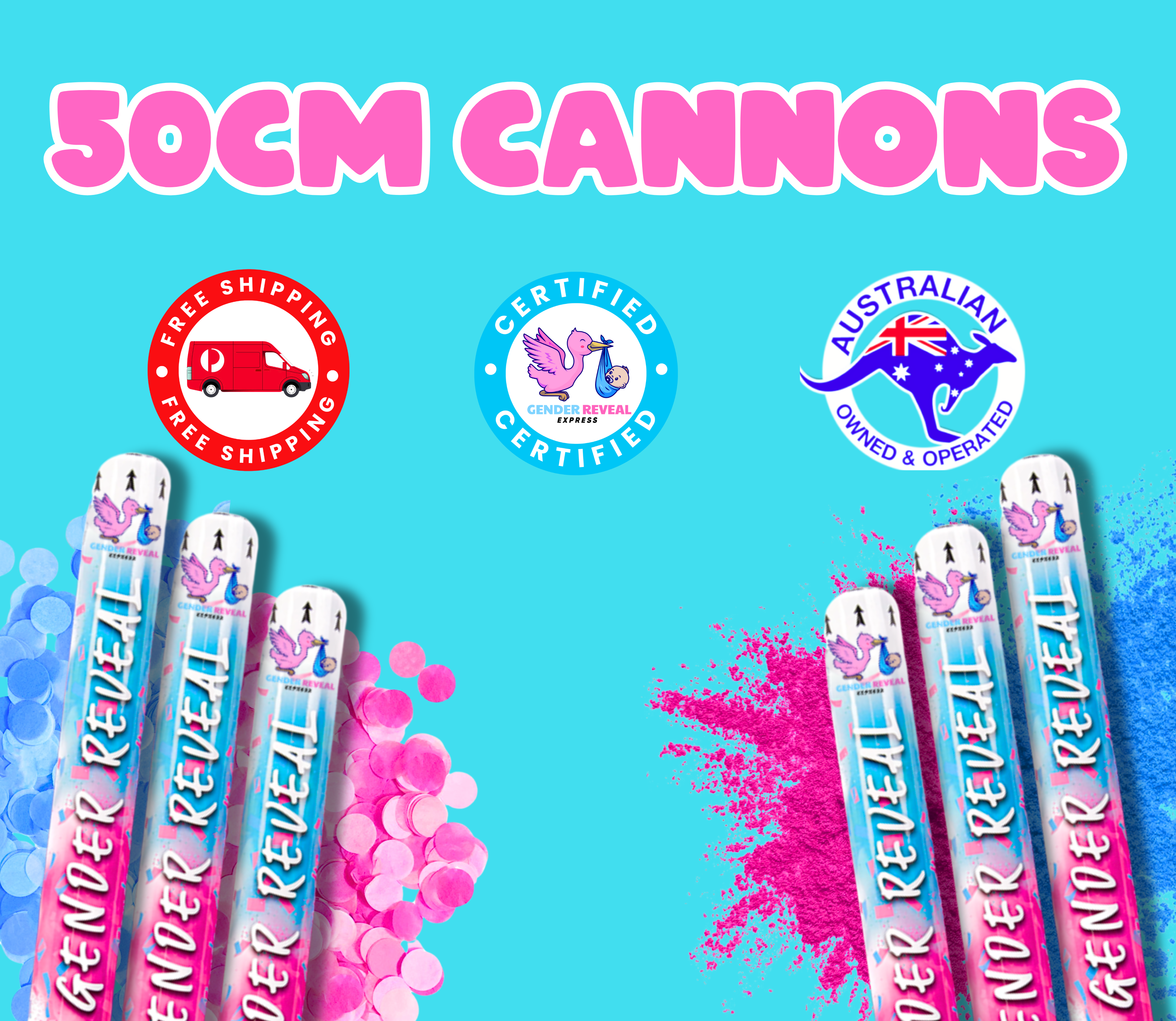 Gender Reveal Express 50cm Cannons