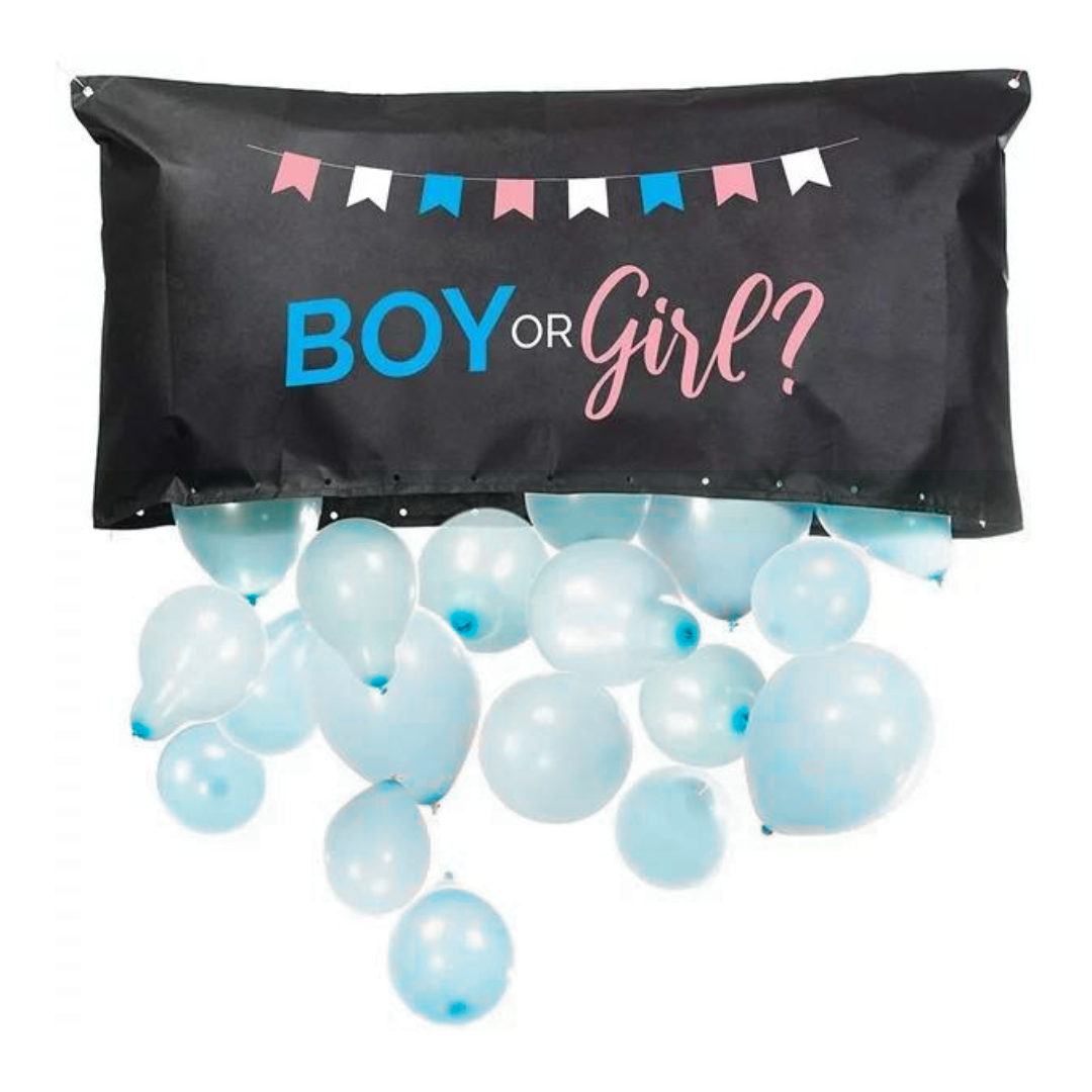 Gender Reveal Balloon Drop Bag Kit - Pink & Blue Balloons With Bag For Baby Shower Party