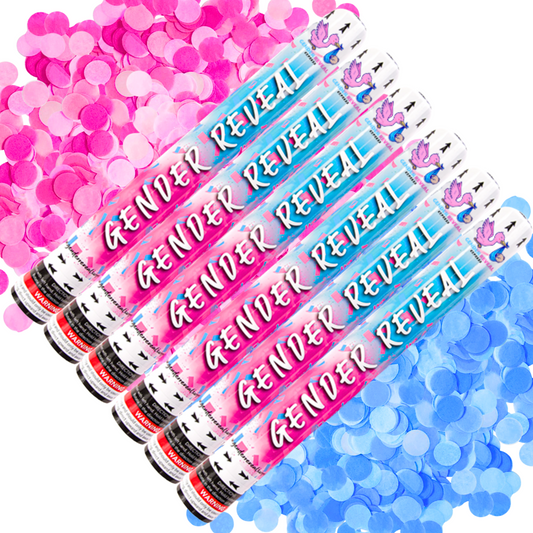 Gender Reveal Confetti Cannon Bundle Pink and Blue for gender reveal party