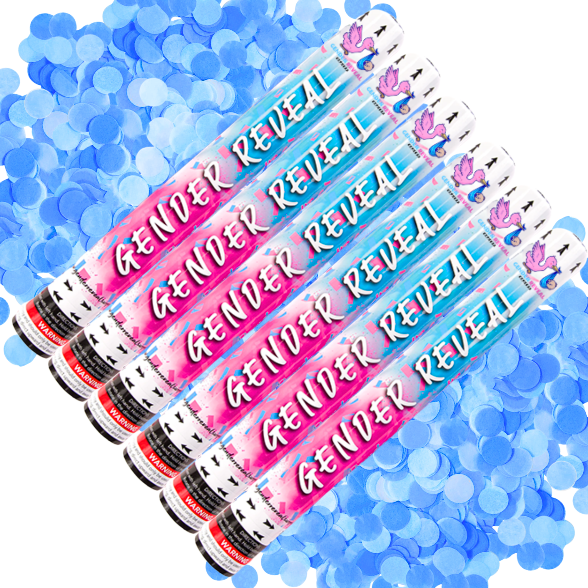 Gender Reveal Blue 50CM Confetti Cannon Bundle For Boy Announcement Gender Reveal Party