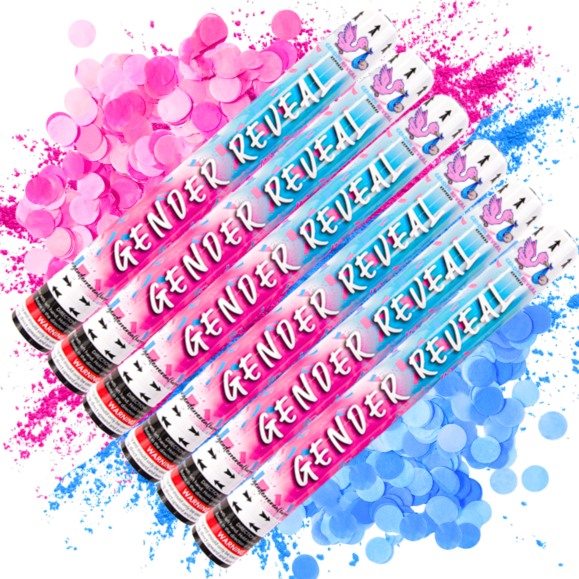 Gender Reveal Confetti and Powder Cannon Bundle Pink and Blue