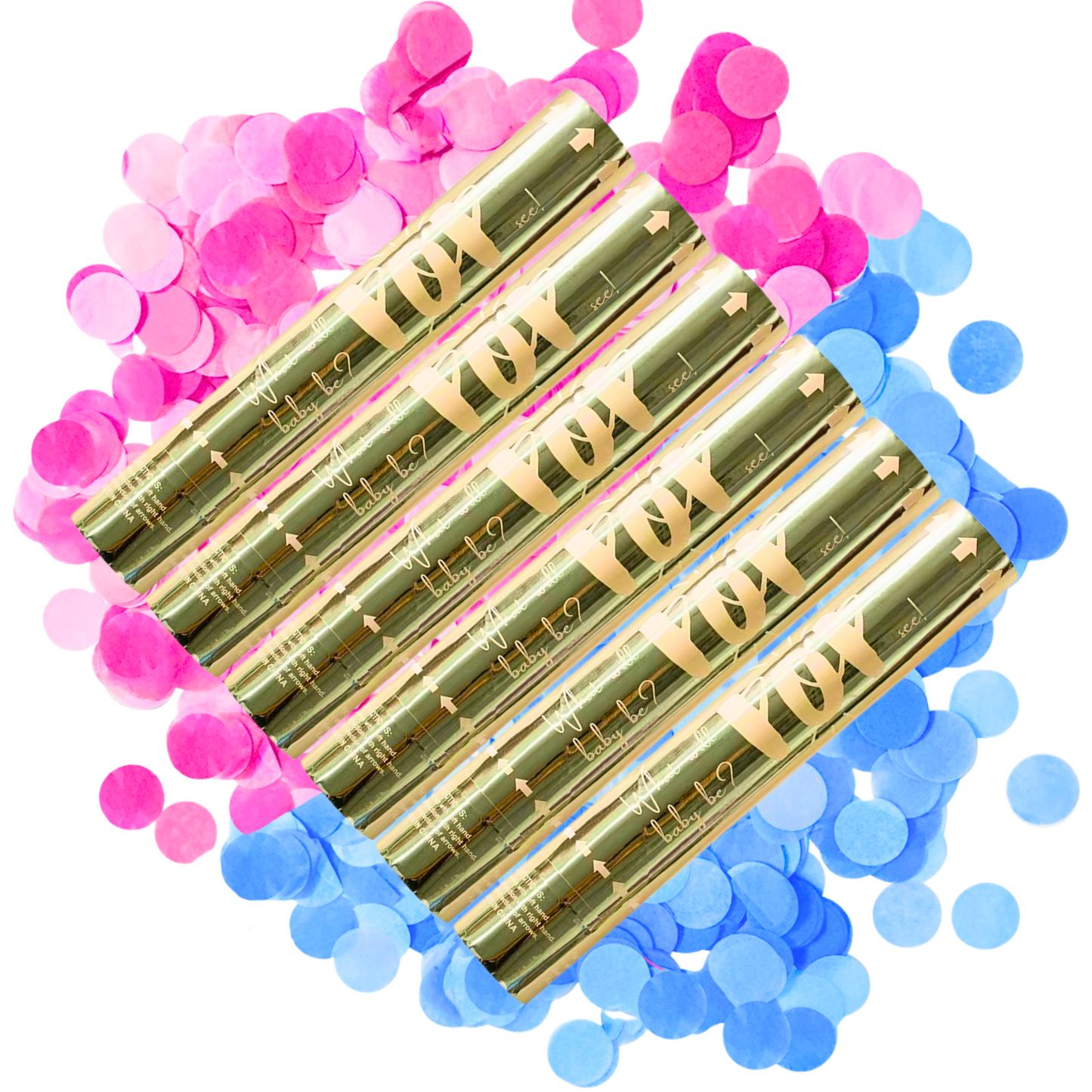 gender reveal confetti cannon 30cm 6 pack bundle for gender reveal party