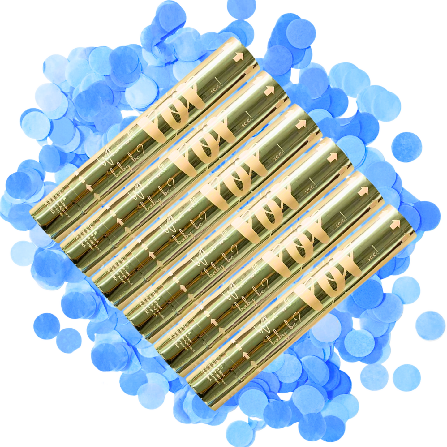 Gender Reveal Blue Luxury Confetti Cannon for baby announcement gender reveal.