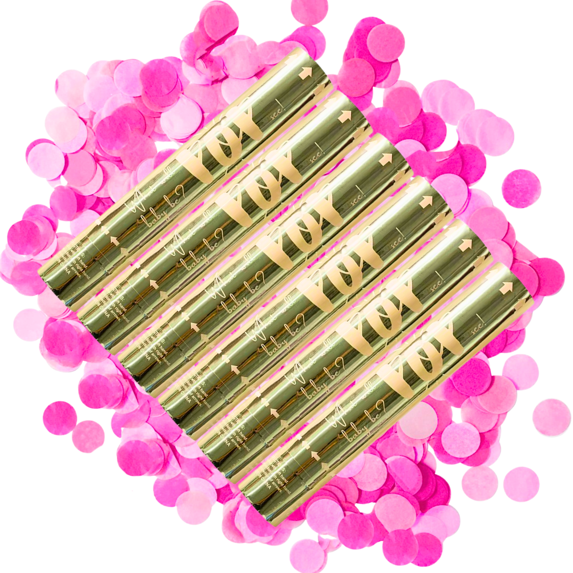 Gender Reveal Pink Luxury Confetti Cannon for girl announcement gender reveal.