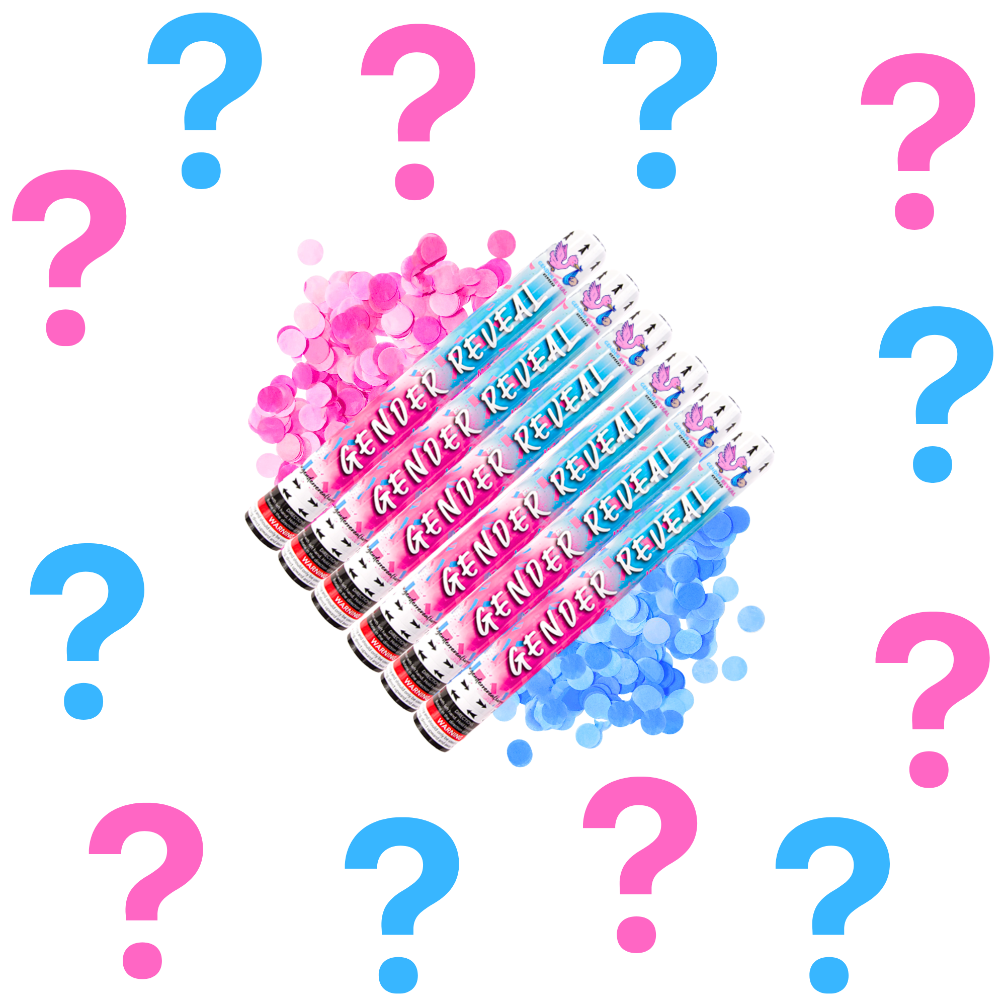 Gender Reveal Surprise Reveal 50CM Confetti Cannon Bundle For Gender Reveal Party