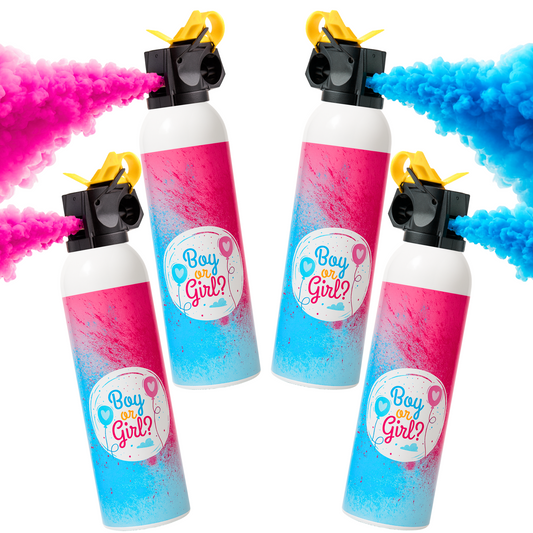 Gender Reveal MINI Powder Blaster Bundle, pink or blue smoke for gender reveal announcement party. 
