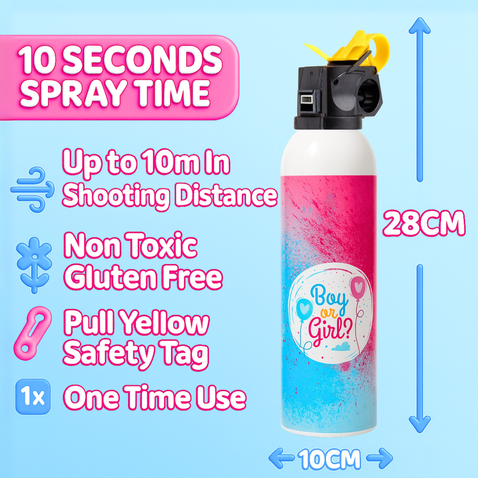 Gender Reveal Express Mini Powder Blaster Features and Specifications