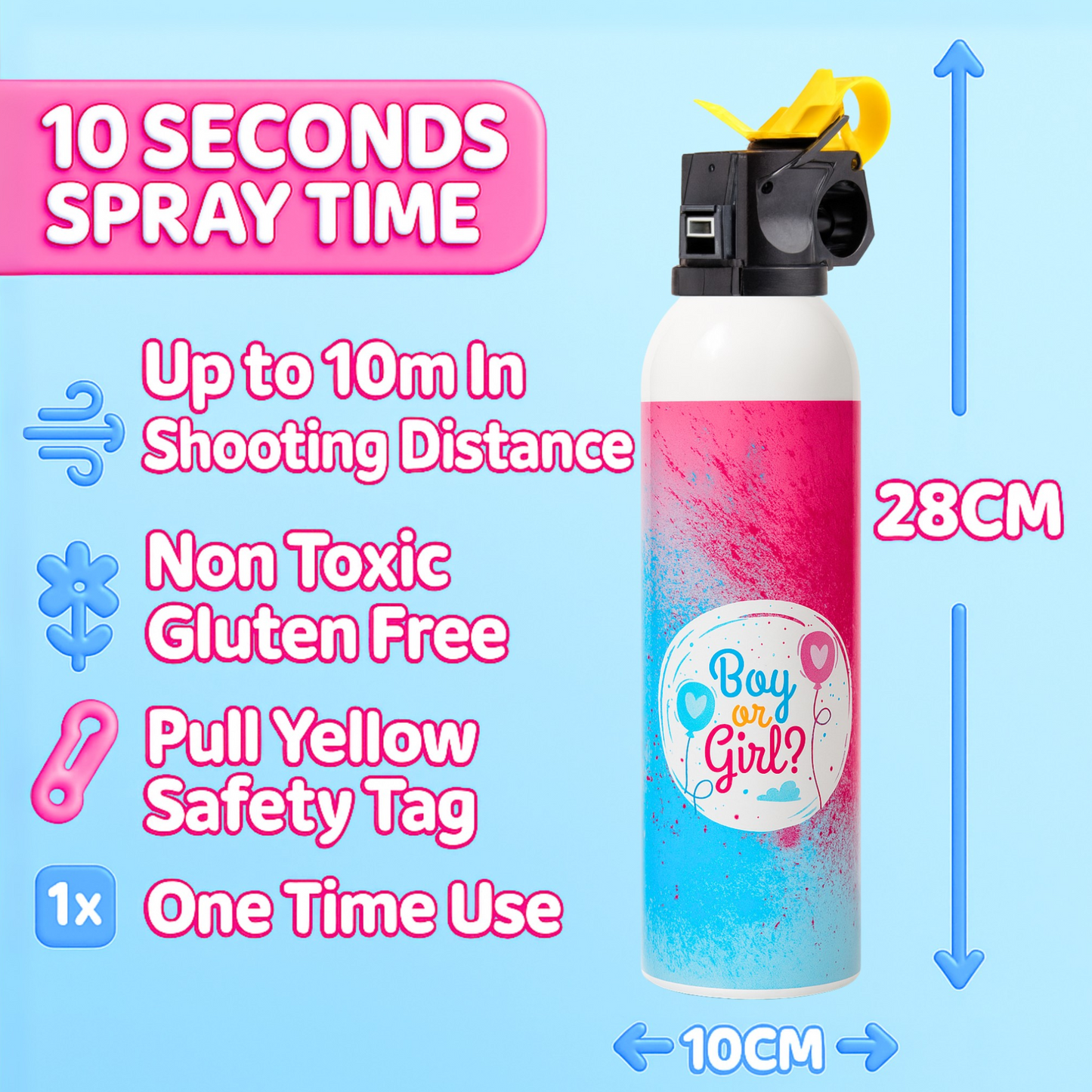 Gender Reveal Express Mini Powder Blaster Features and Specifications