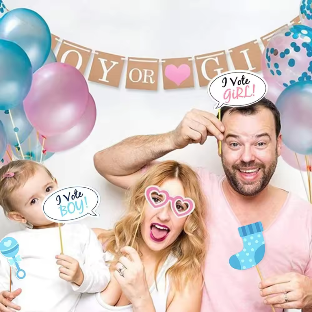 Baby Shower Gender Reveal Party Boy or Girl Photo Booth Props