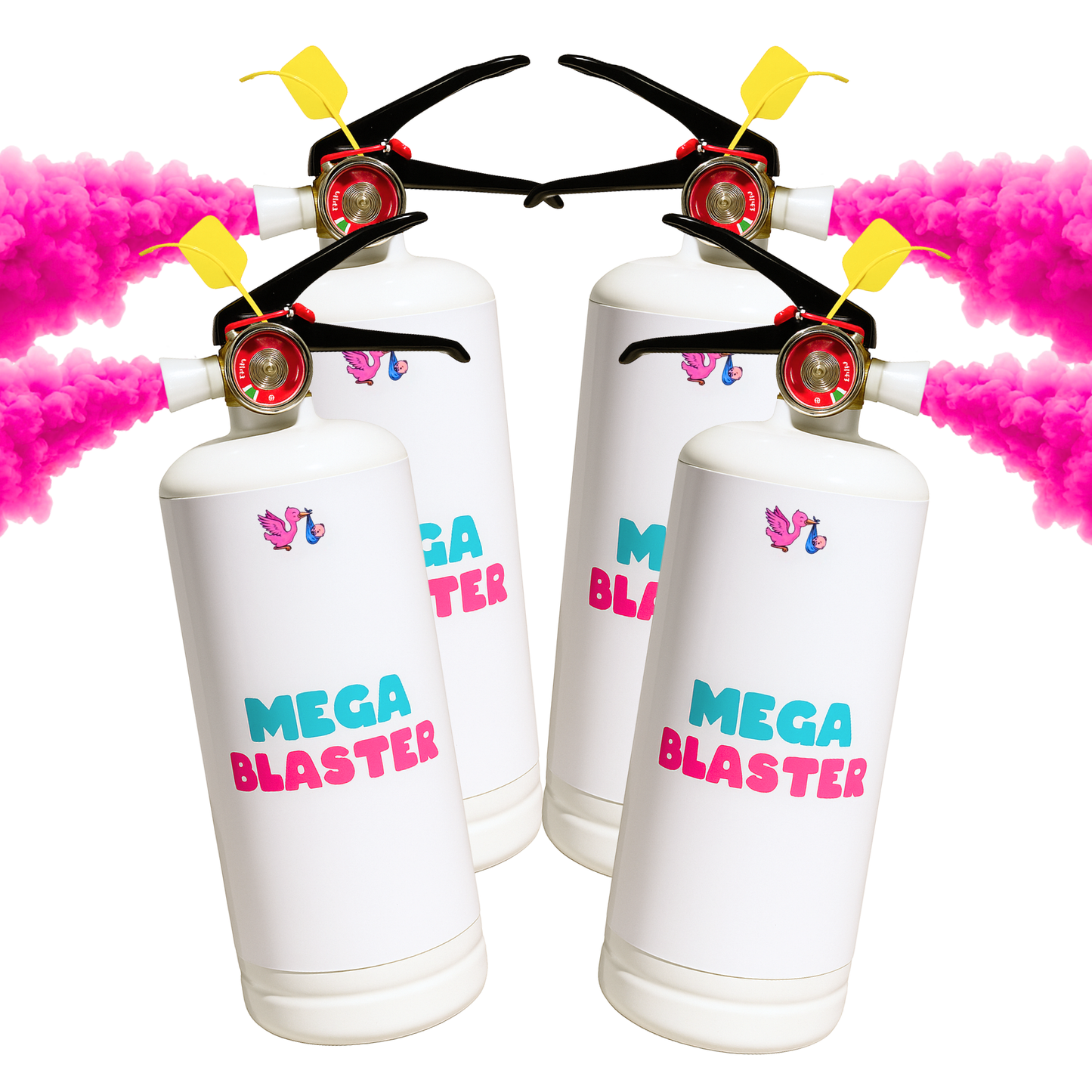 Gender Reveal Pink Family Mega Powder Blaster/Extinguisher Bundle for gender reveal girl announcement.