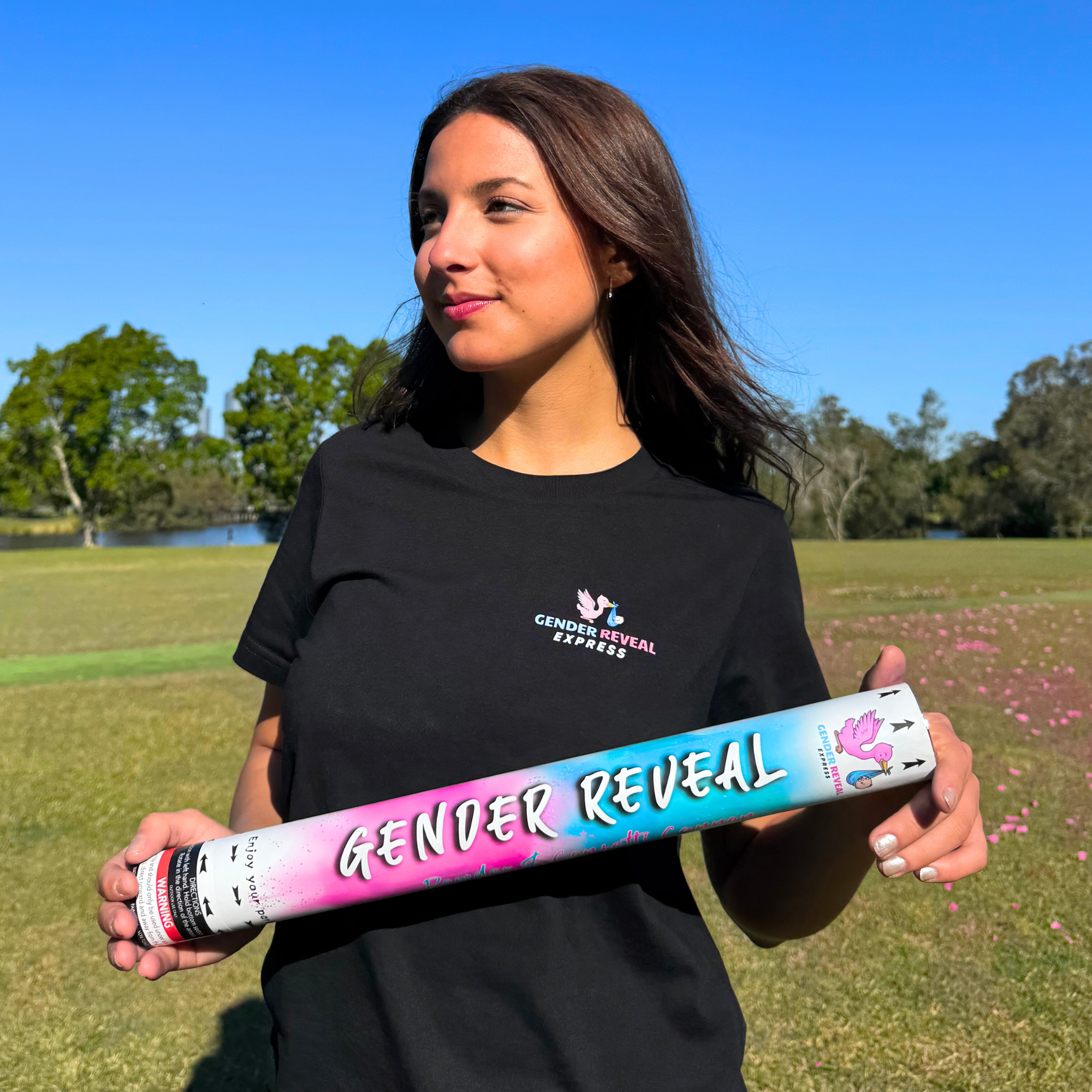 Gender Reveal BIO Powder Cannon 50CM,  pink or blue powder for Boy or Girl Celebration.