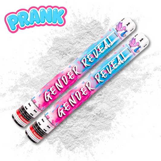 Gender Reveal Prank Cannon White Powder 2 Pack, Fun Gender Reveal Prank Ideas.
