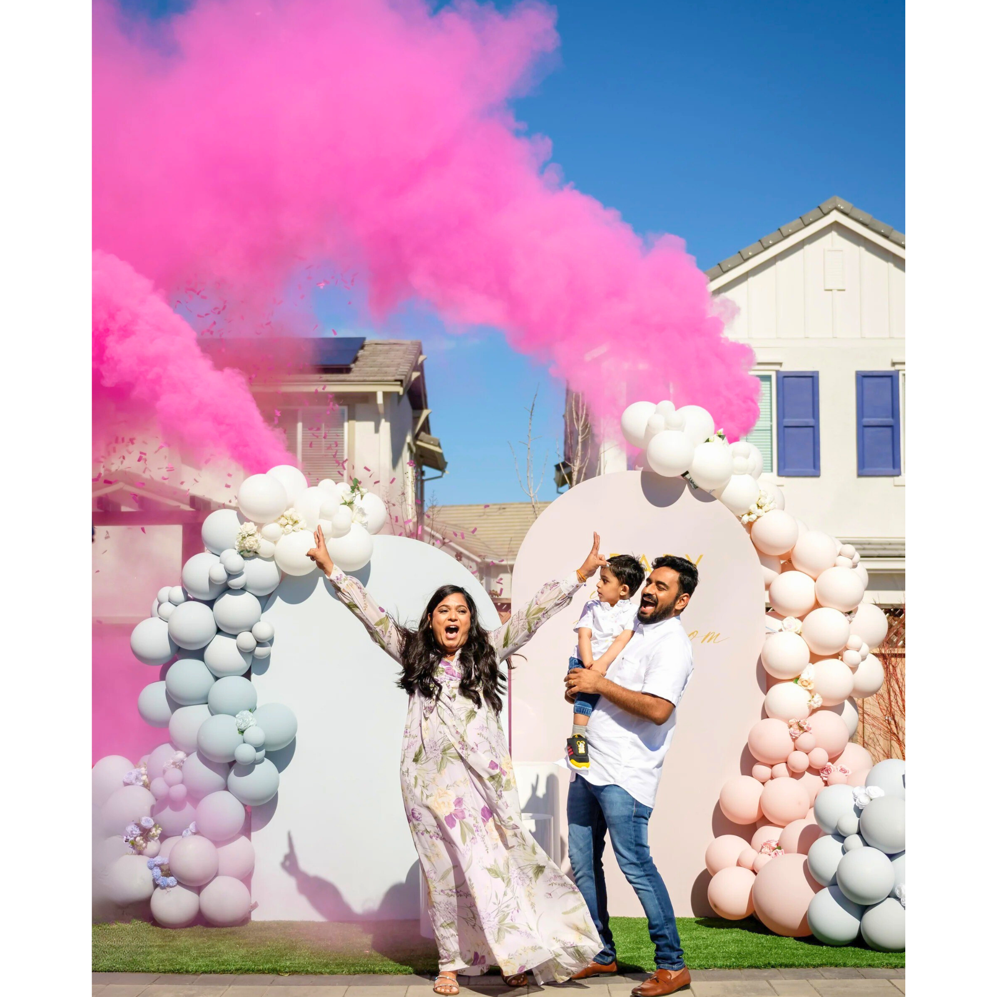 Gender Reveal Smoke Blaster Pink Family photo