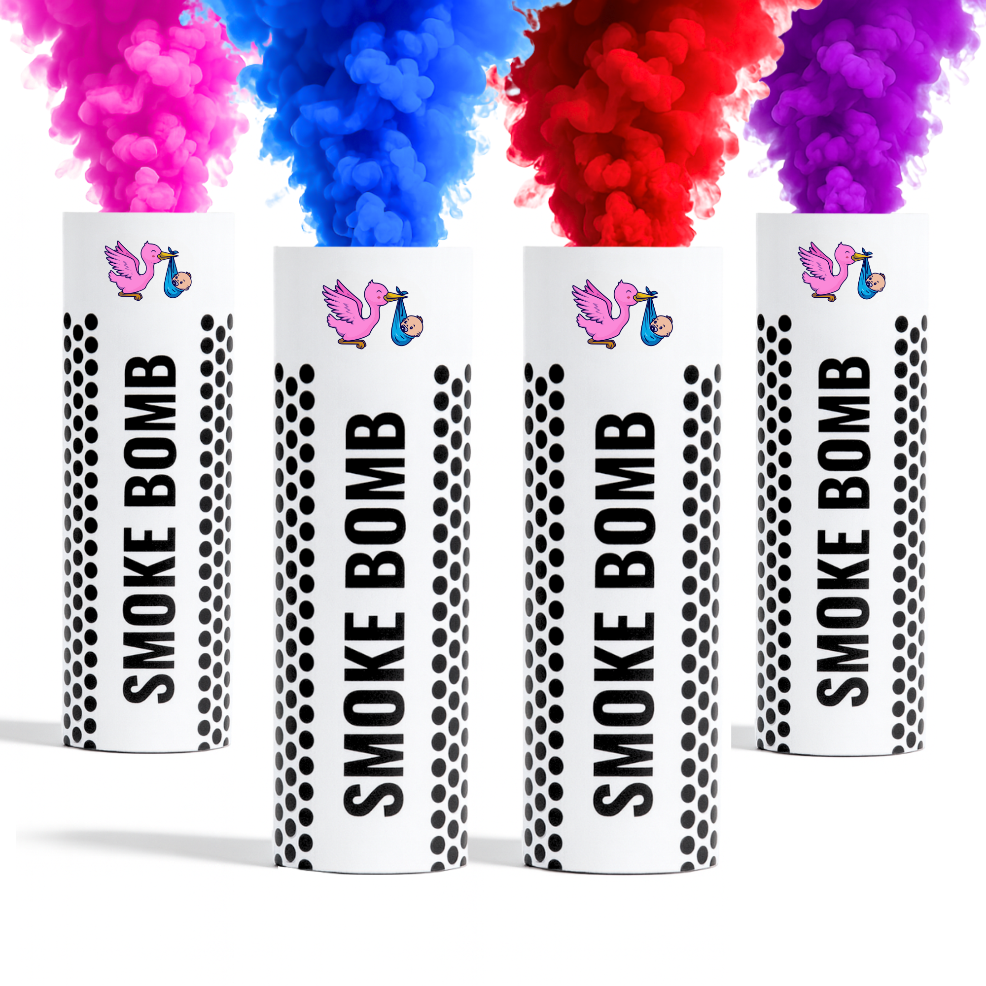 4 Pack Gender Reveal Large Smoke Bomb/Emitter Bundle