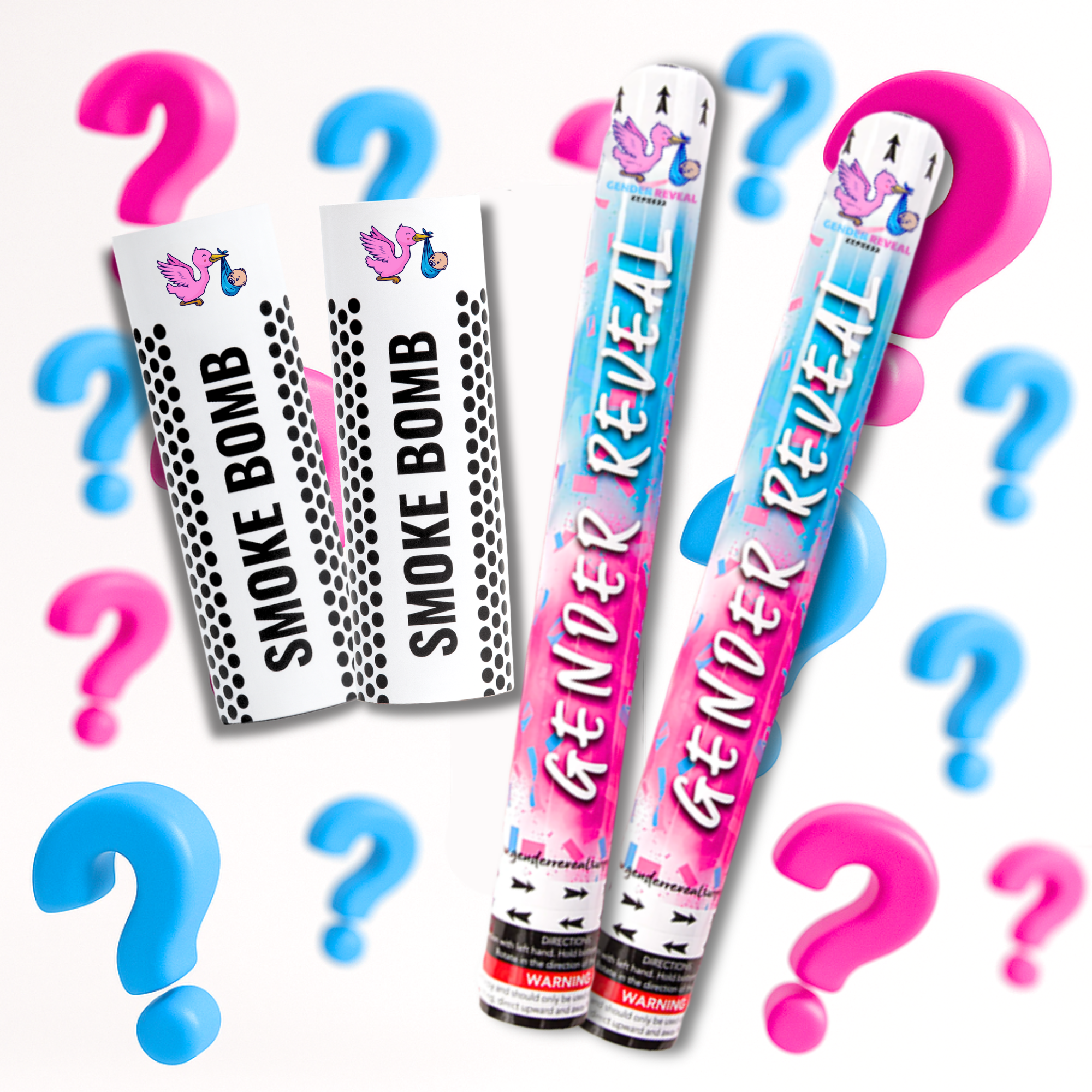 Surprise Gender Reveal Cannon with Smoke Bomb Pink or Blue Bundle for Boy or Girl Gender Reveal Party.