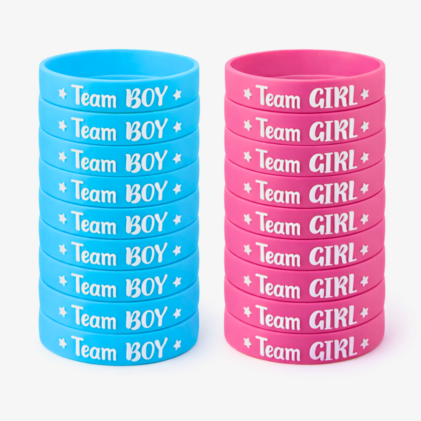 Gender Reveal  Pink and blue Wristbands with Team Girl text and team boy text for gender reveal party
