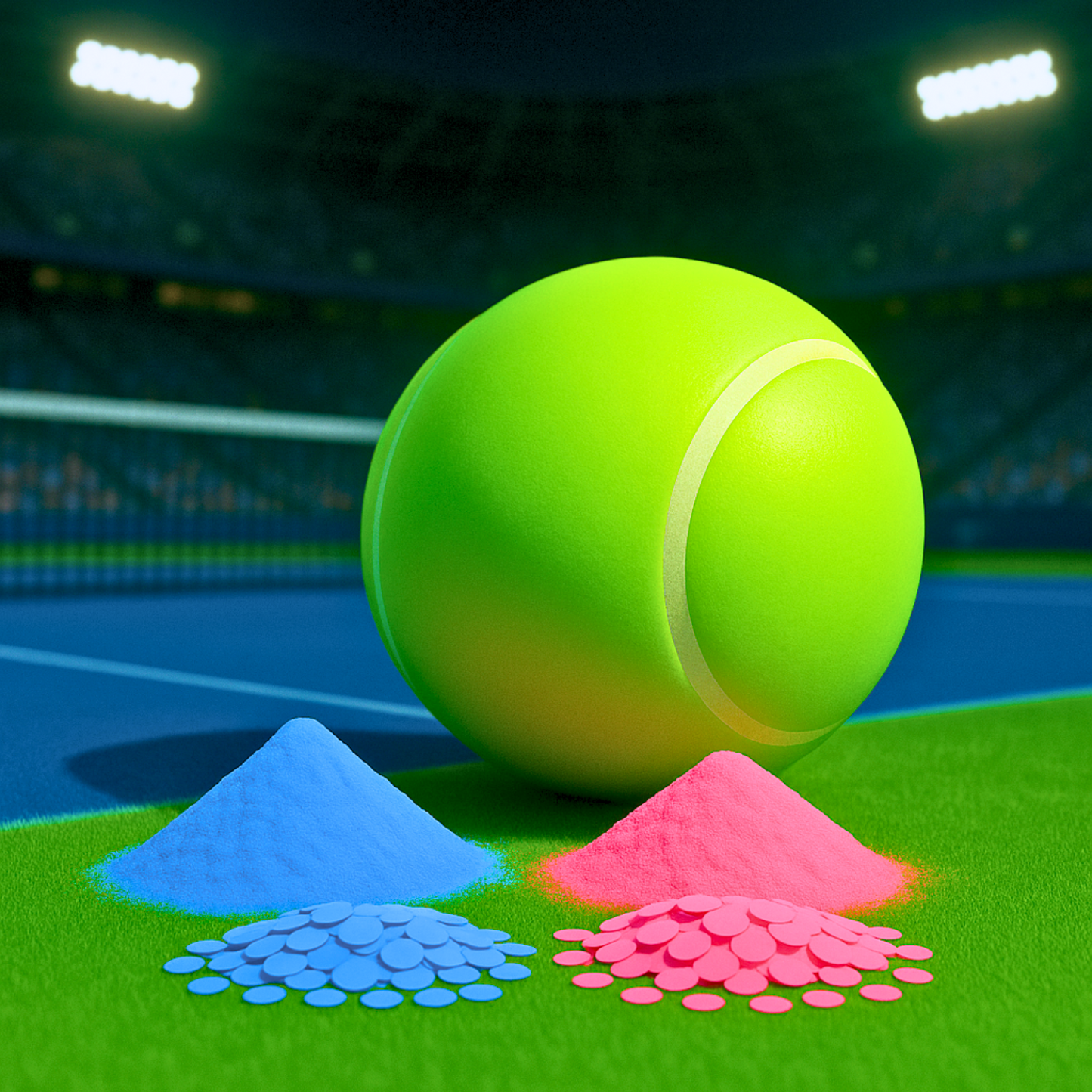 Gender Reveal Tennis Ball With Pink and Blue Powder and Confetti for Gender Reveal Party.