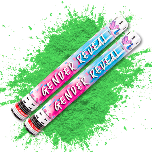 Green Party Celebration Powder Cannon 50cm 2 Pack for fun Green theme party.