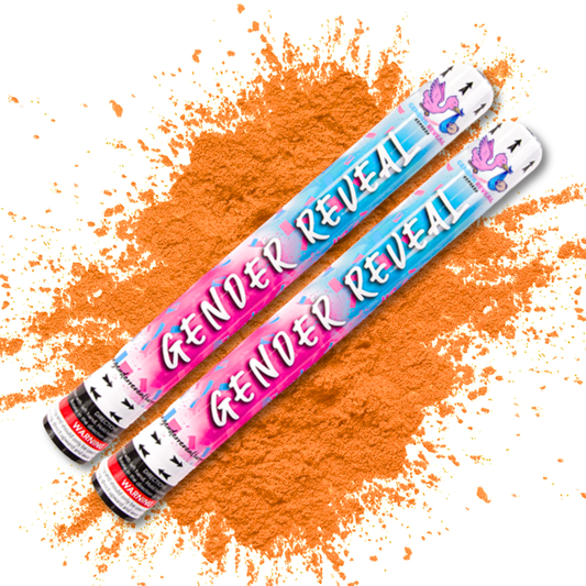 Orange Party Celebration Powder Cannon 50cm 2 Pack for fun Orange theme party.