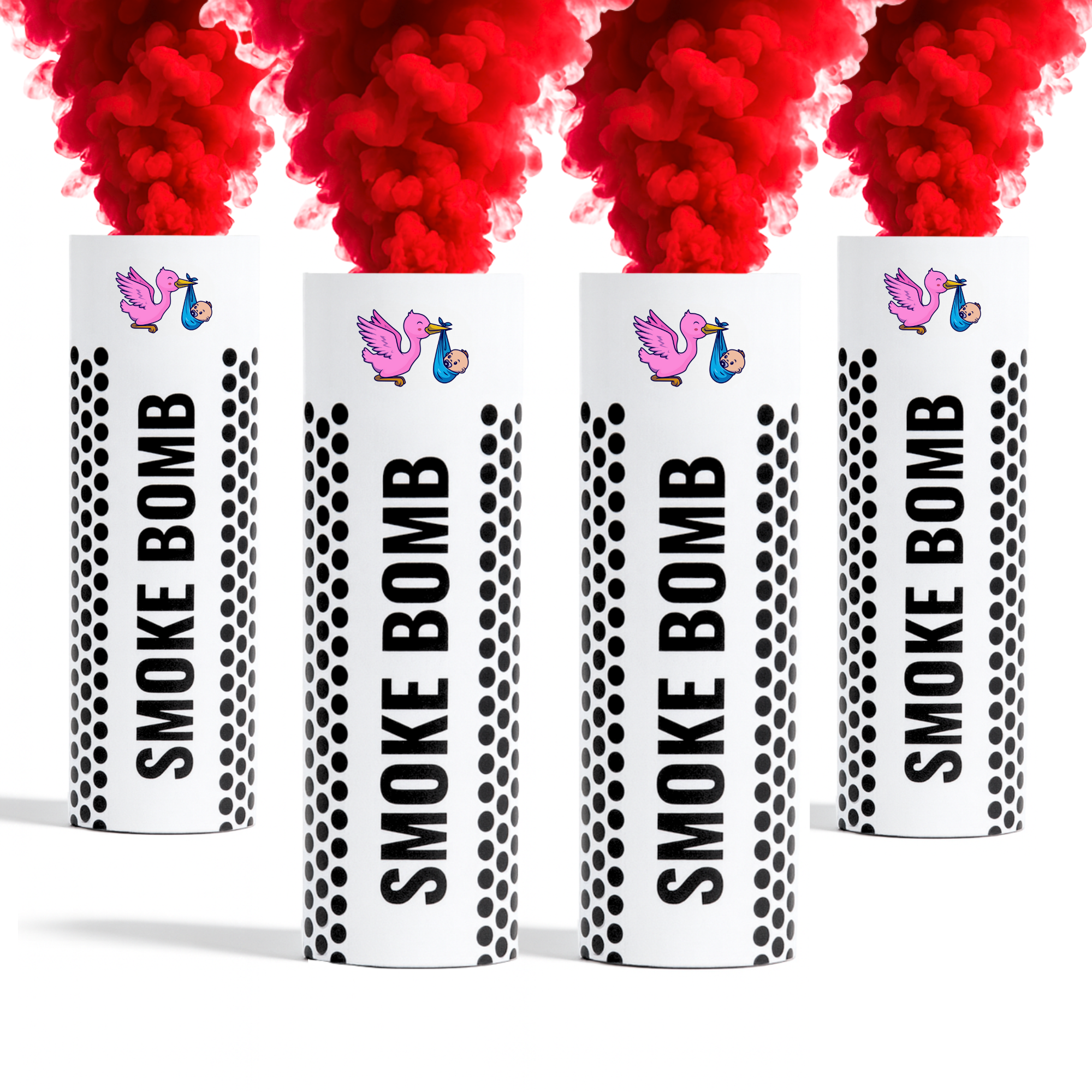 Red smoke bombs bundle releasing vibrant red smoke for photography, gender reveals, parties, sports events and creative effects