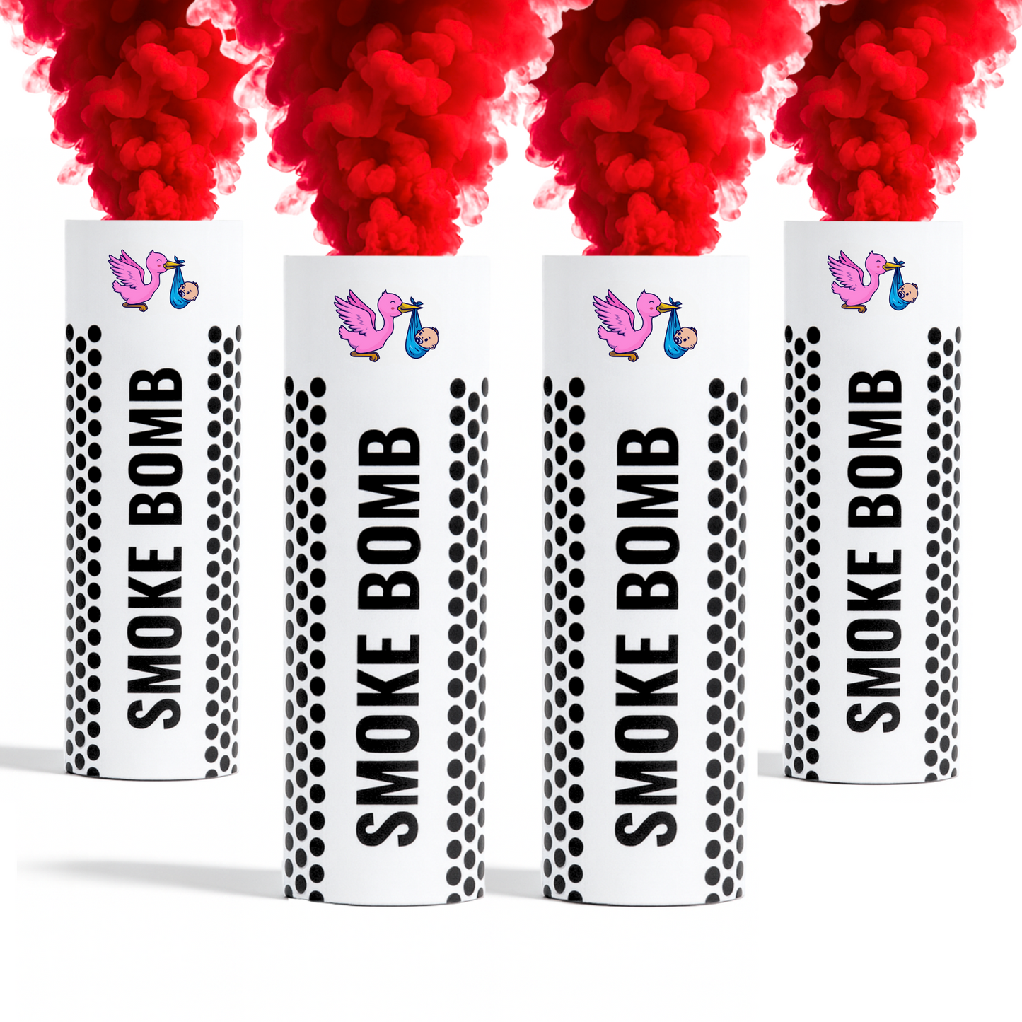 Red smoke bombs bundle releasing vibrant red smoke for photography, gender reveals, parties, sports events and creative effects